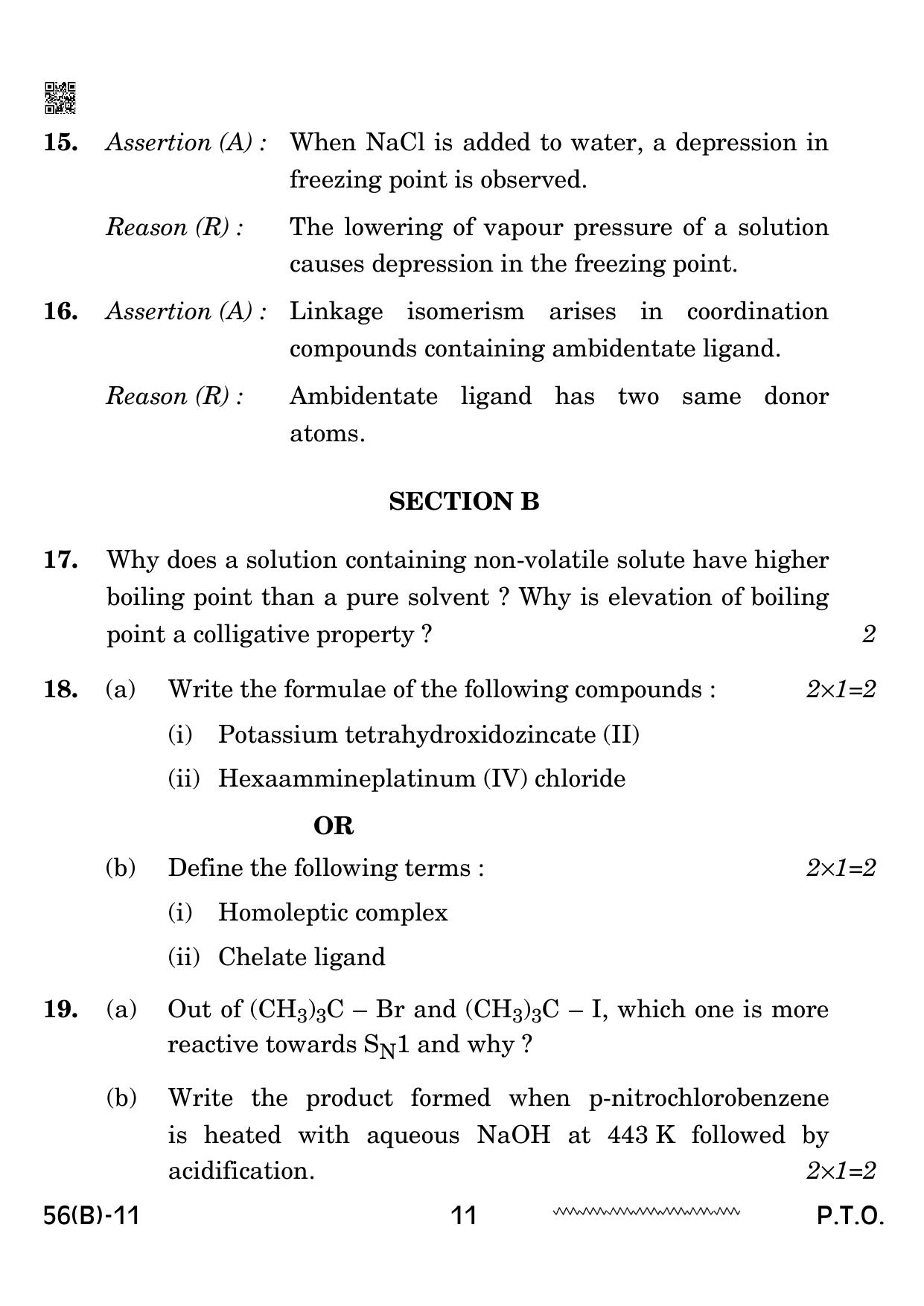 CBSE Class 12 56 B Chemistry for VI 2024 Question Paper - Page 11