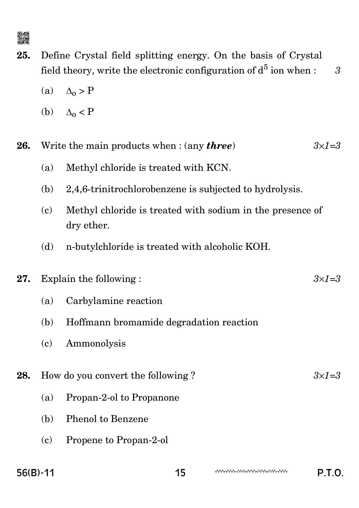 CBSE Class 12 56 B Chemistry for VI 2024 Question Paper - Page 15