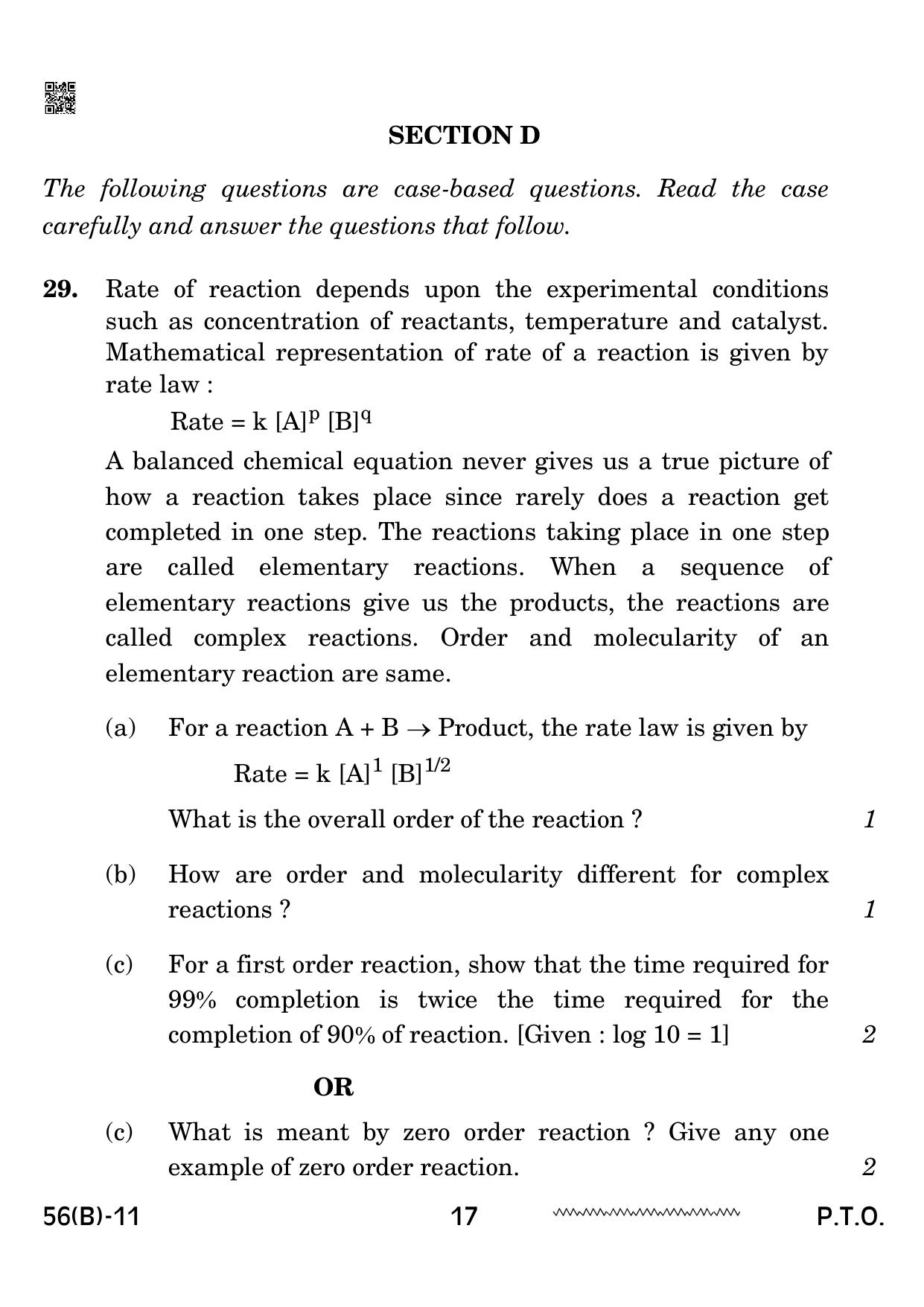 CBSE Class 12 56 B Chemistry for VI 2024 Question Paper - Page 17