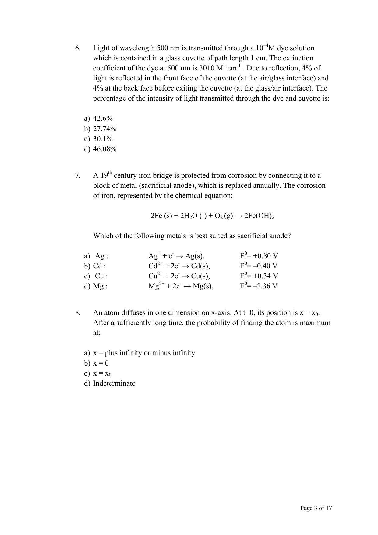 TIFR GS 2011 Chemistry Question Paper - Page 3