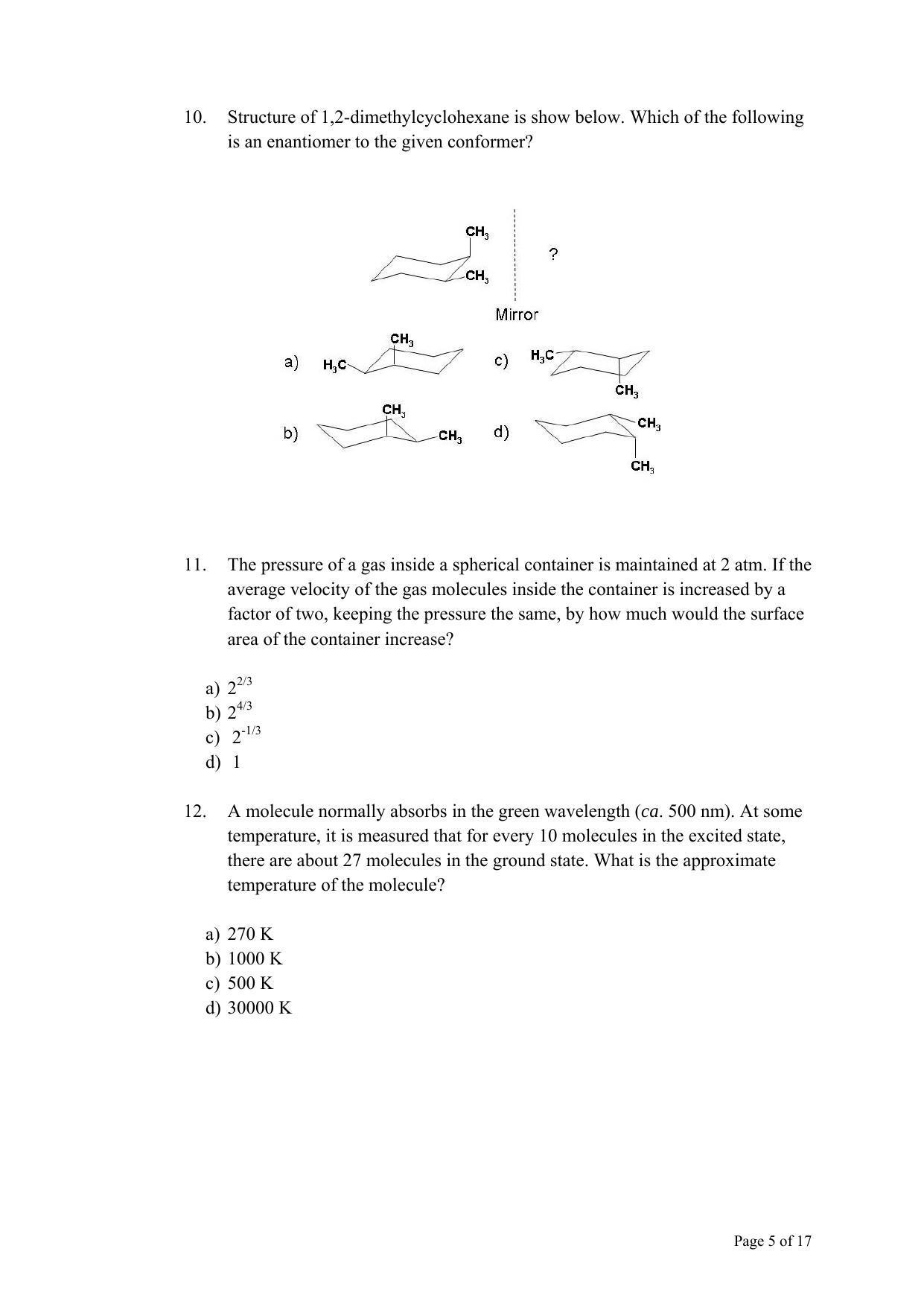 TIFR GS 2011 Chemistry Question Paper - Page 5