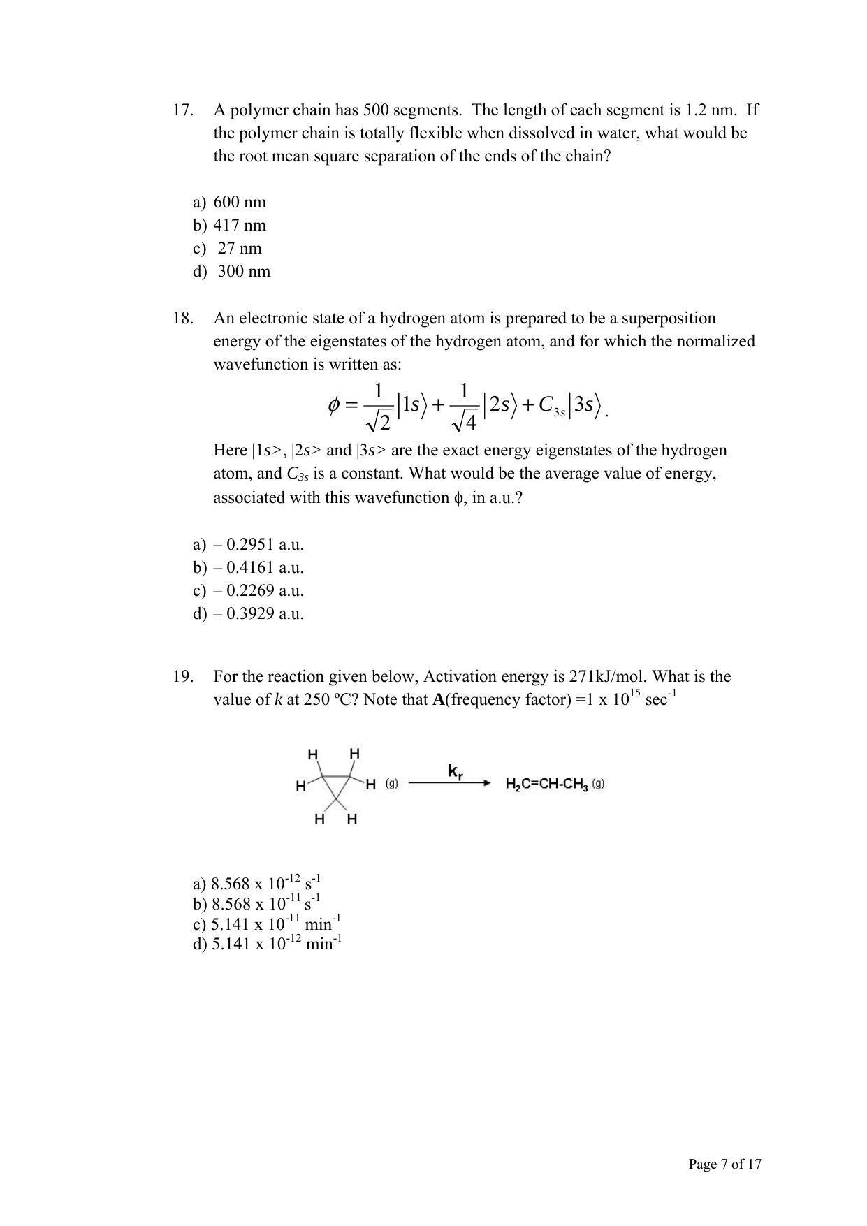 TIFR GS 2011 Chemistry Question Paper - Page 7