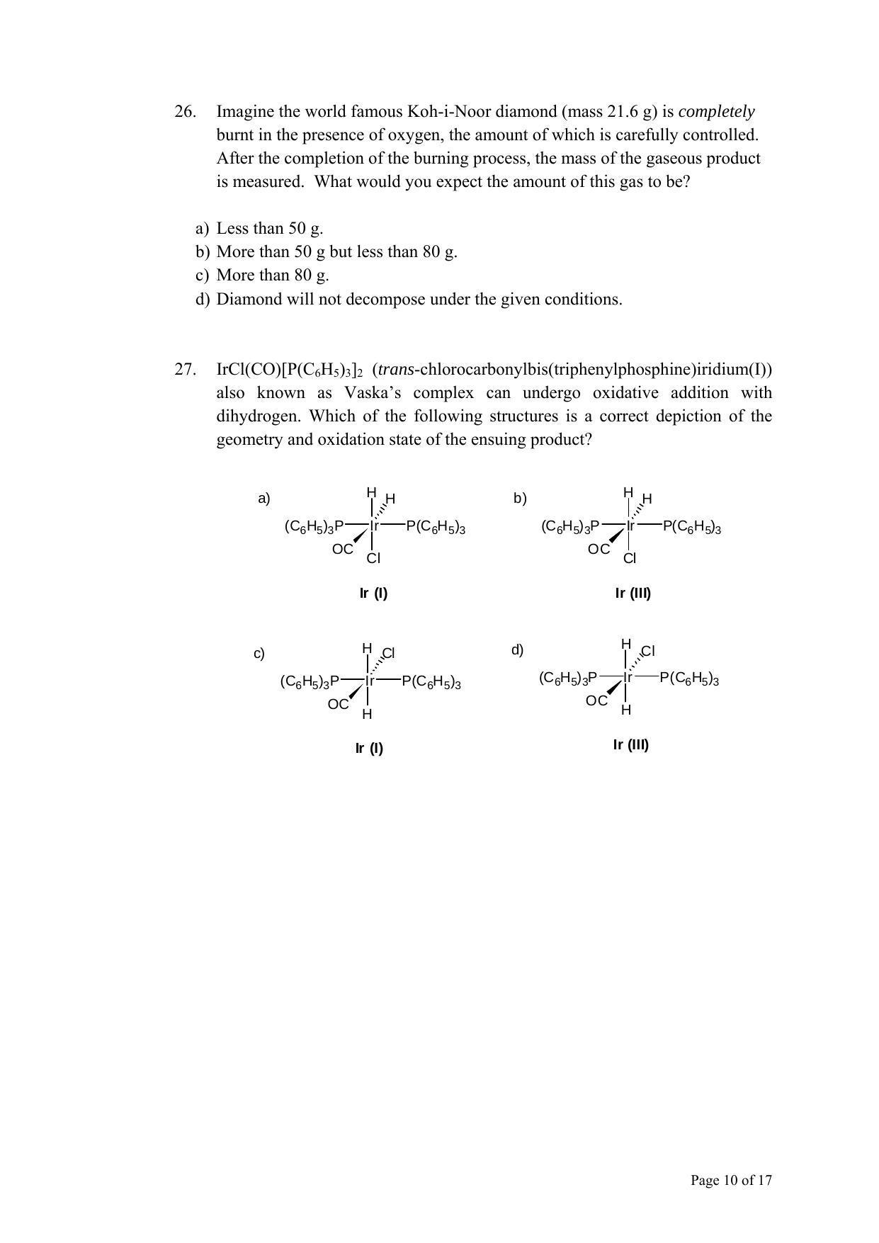 TIFR GS 2011 Chemistry Question Paper - Page 10