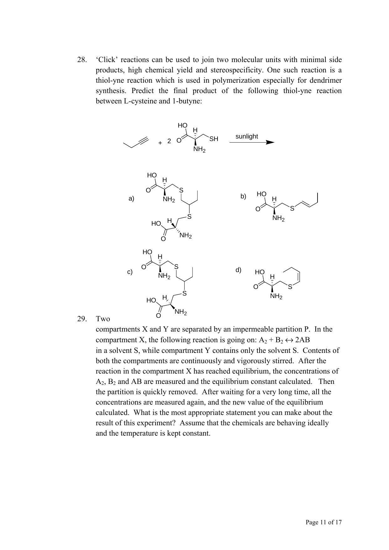 TIFR GS 2011 Chemistry Question Paper - Page 11