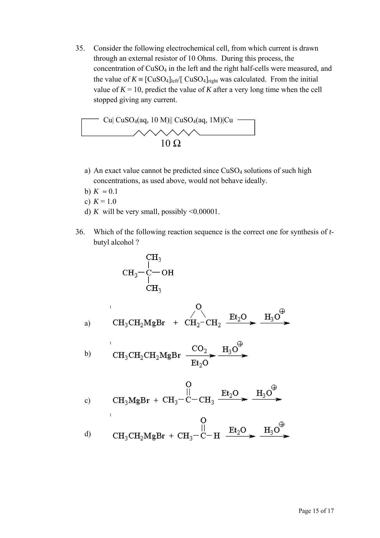 TIFR GS 2011 Chemistry Question Paper - Page 15