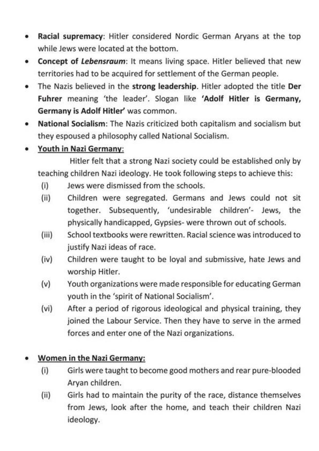 Class 9 Notes, Question & Practice Paper - History (Topic 3 : Nazism and the Rise of Hitler) - Page 4