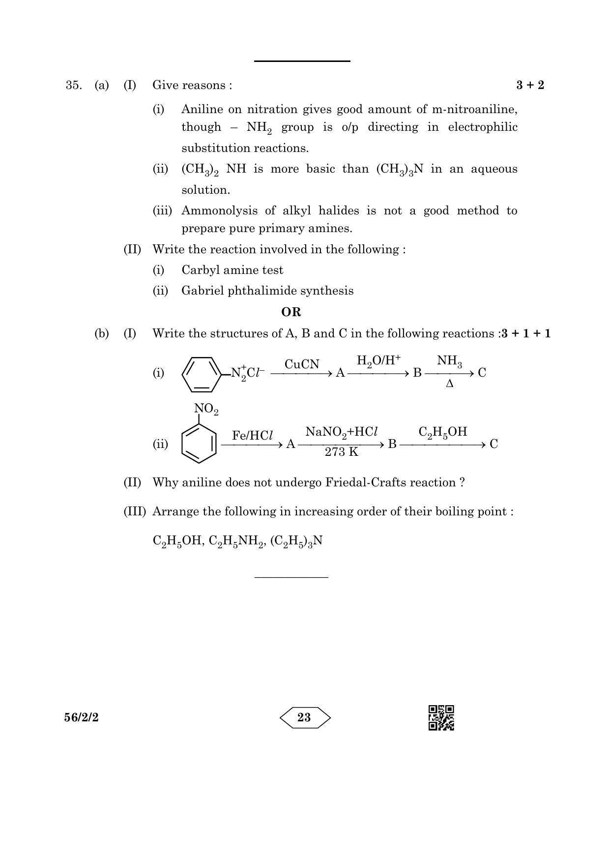CBSE Class 12 56-2-2 Chemistry 2023 Question Paper - Page 23