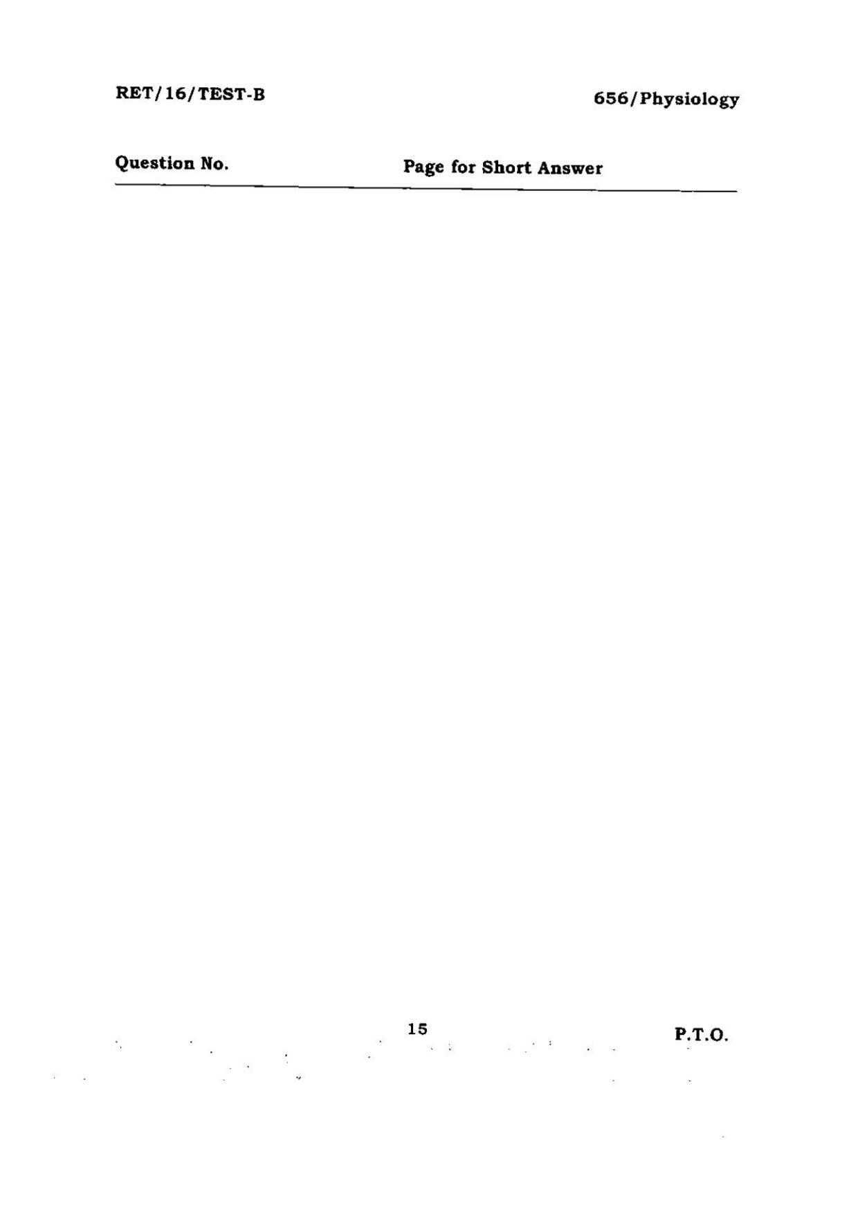 BHU RET PHYSIOLOGY 2016 Question Paper - Page 15
