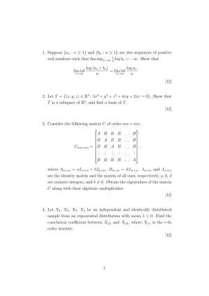 ISI Admission Test JRF in Statistics STA 2021 Sample Paper
