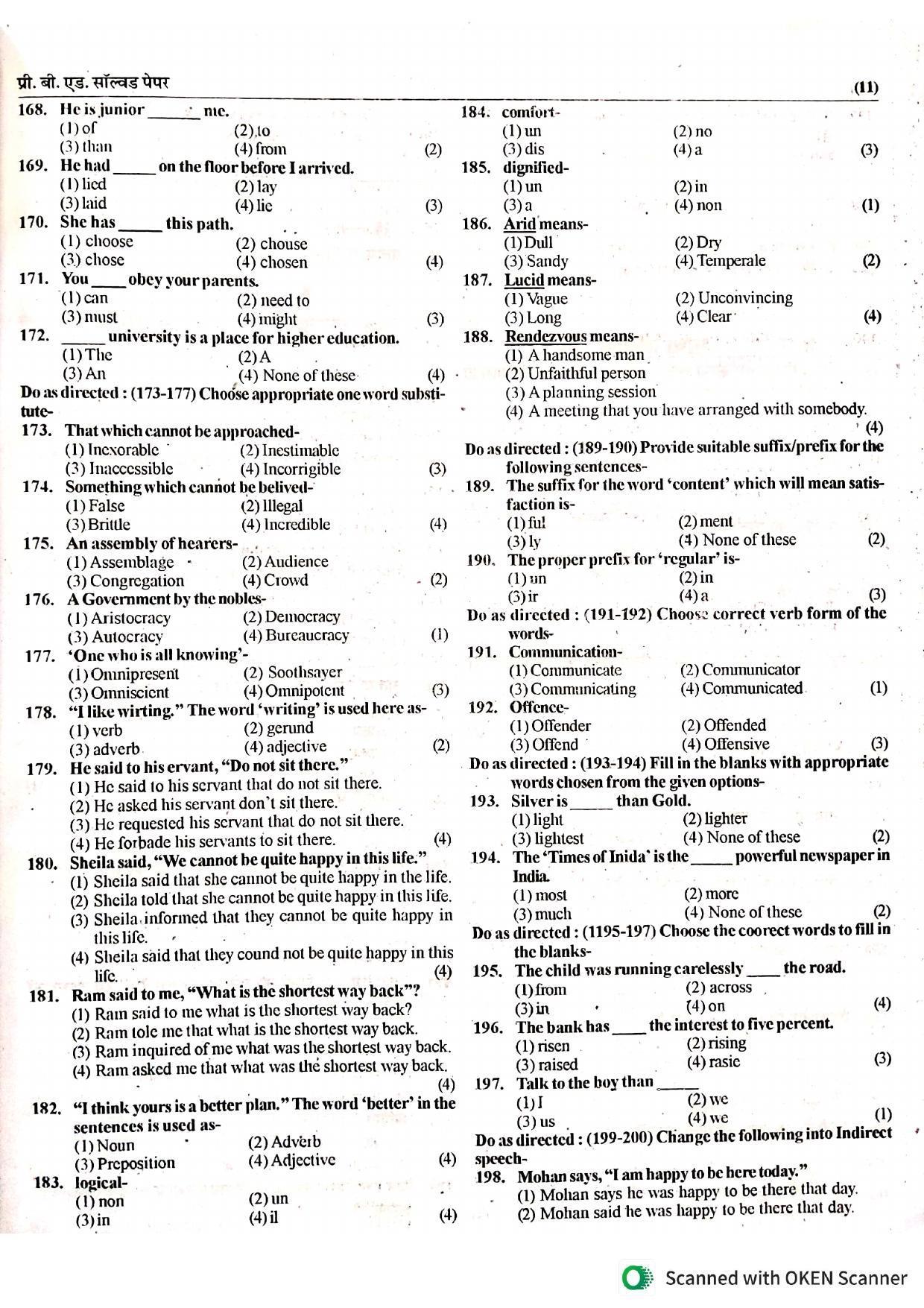 Rajasthan PTET 2020 Question Paper - Page 9