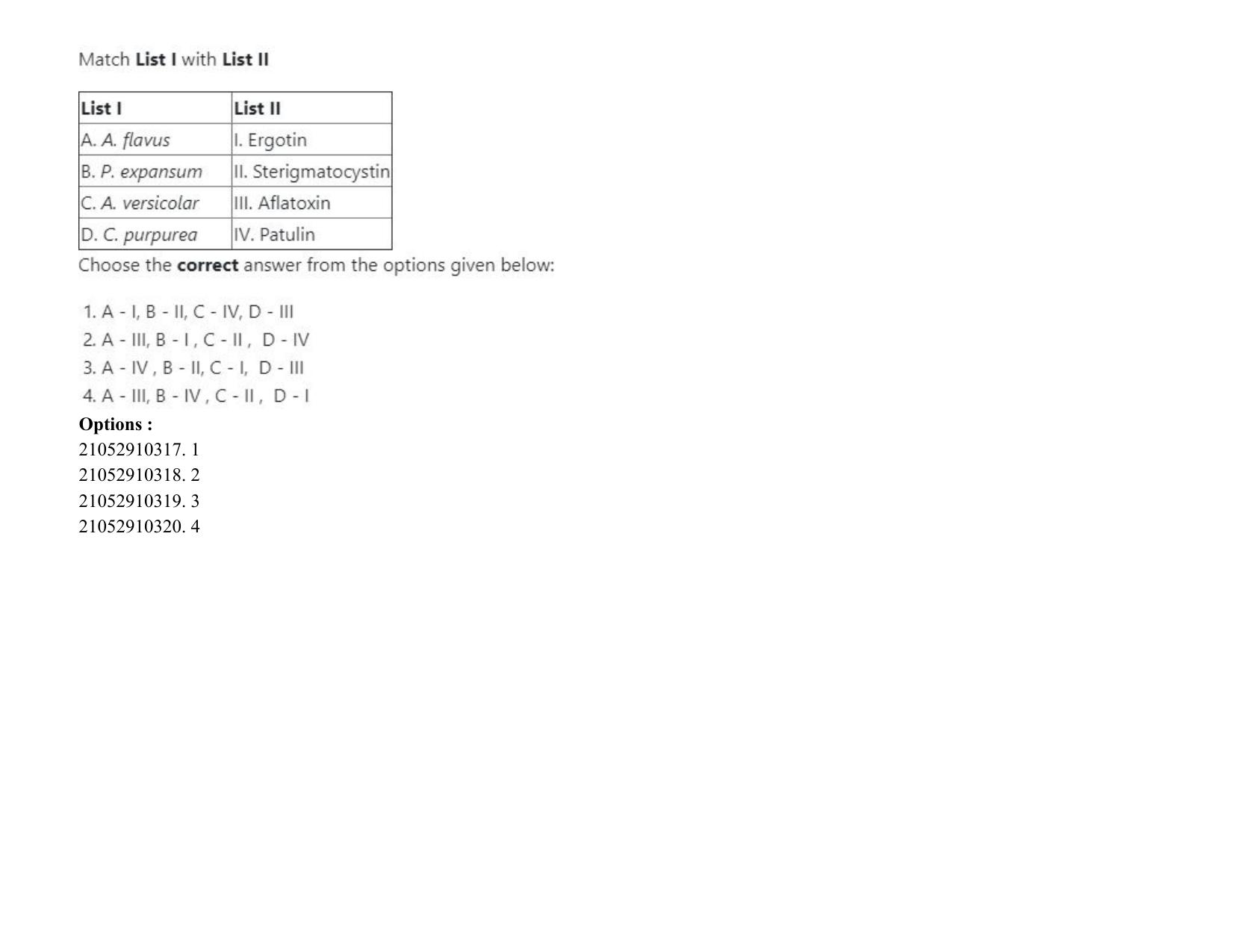 ICAR AIEEA PG 2020 FOOD SCIENCE TECHNOLOGY Question Paper - Page 62