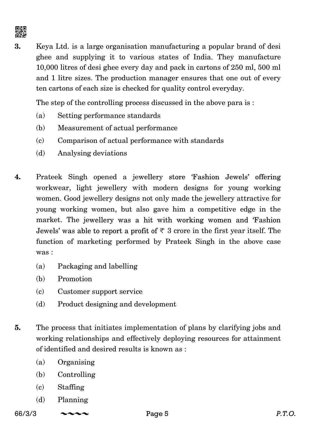 CBSE Class 12 66-3-3 Business Studies 2023 Question Paper - Page 5