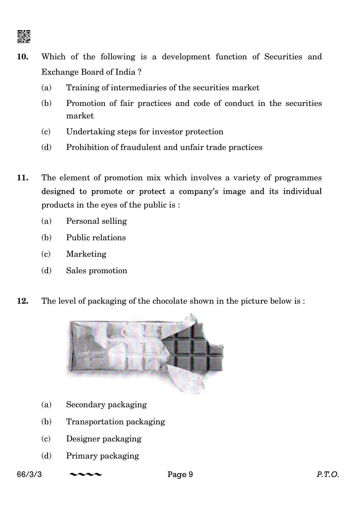 CBSE Class 12 66-3-3 Business Studies 2023 Question Paper - Page 9
