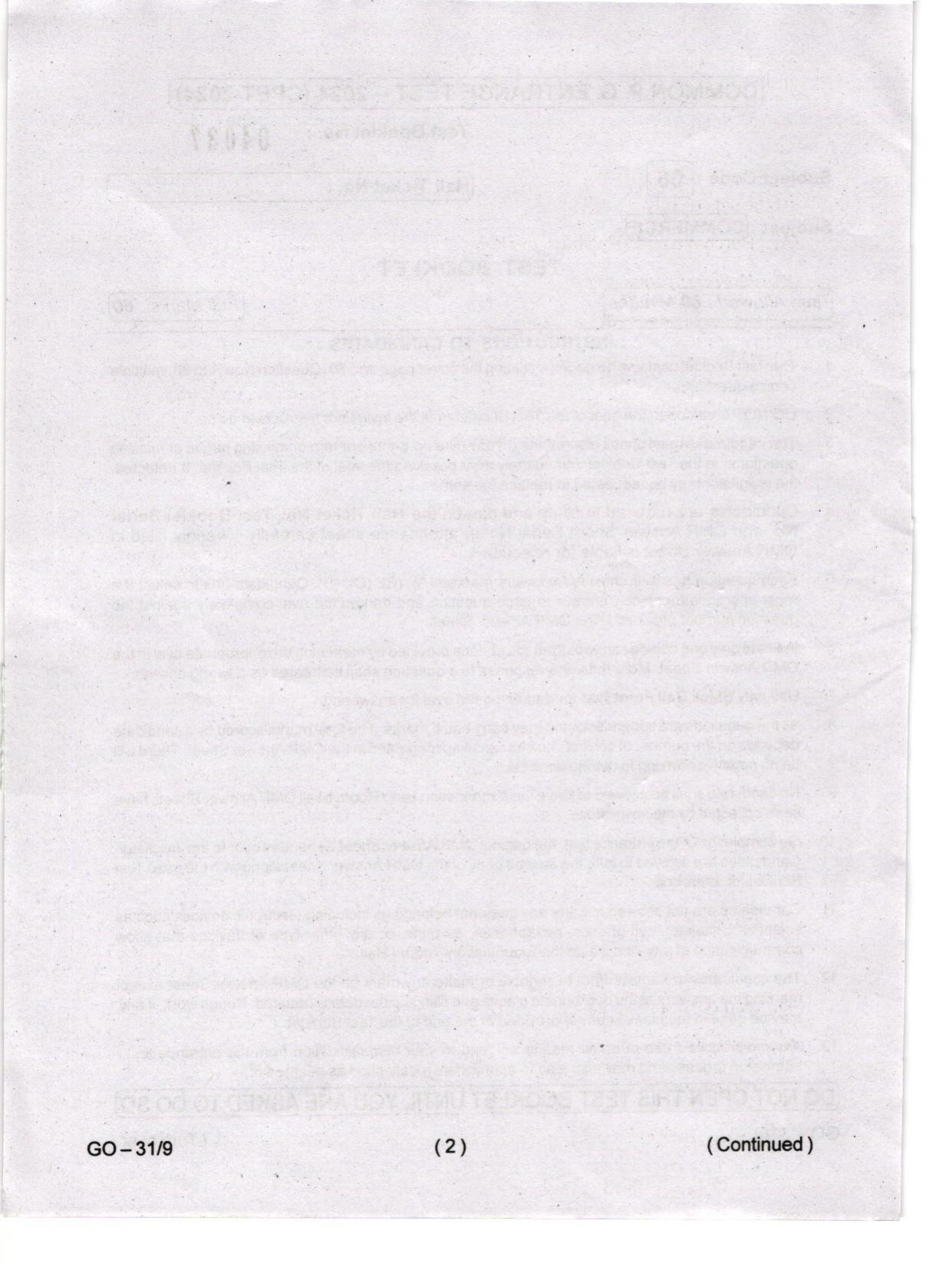Odisha CPET 2024 COMMERCE Question Paper - Page 2