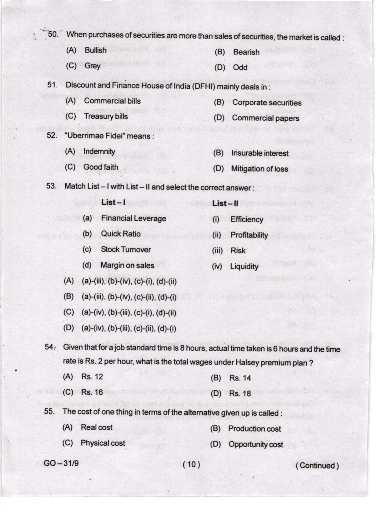 Odisha CPET 2024 COMMERCE Question Paper - Page 10