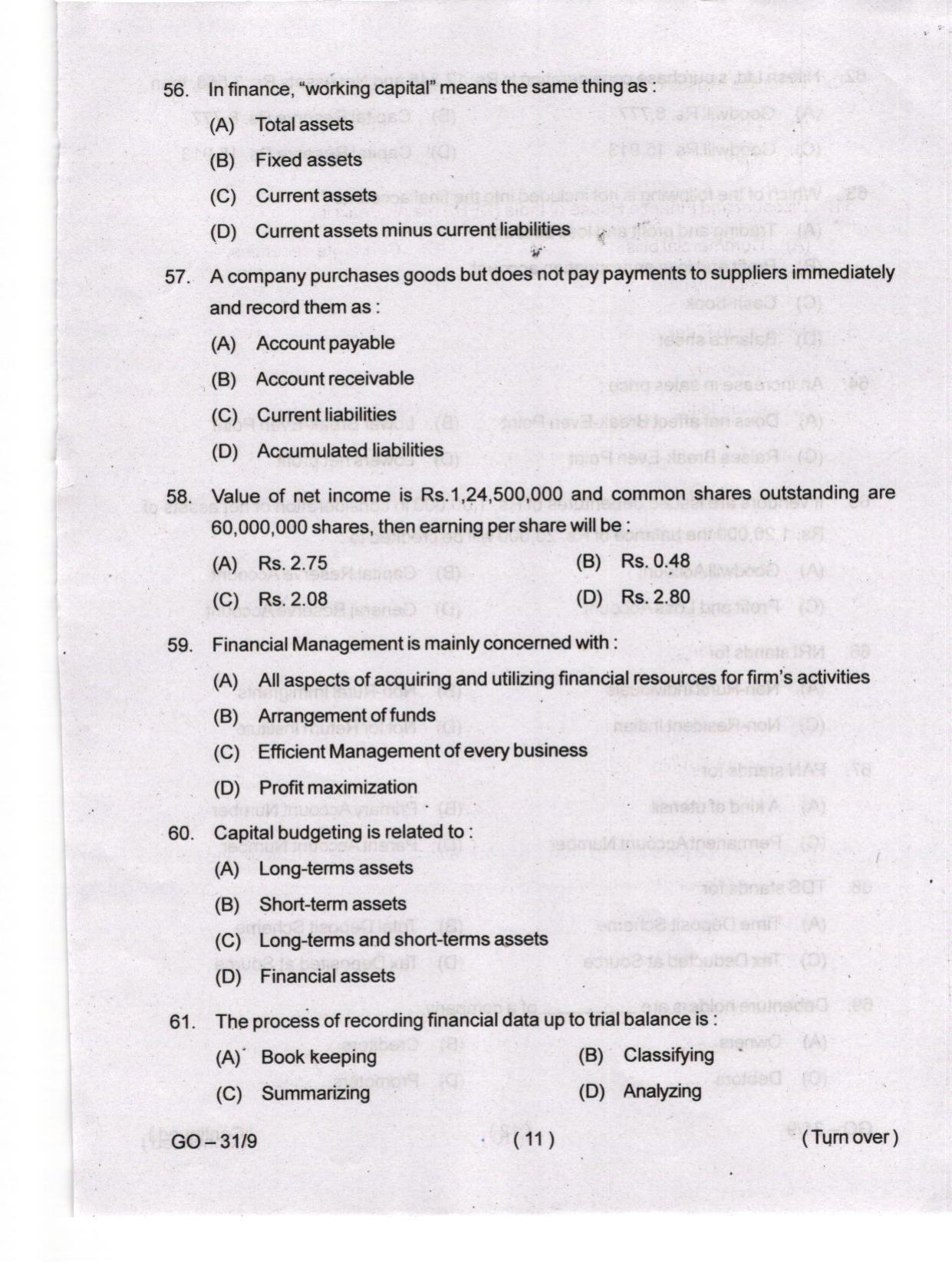 Odisha CPET 2024 COMMERCE Question Paper - Page 11