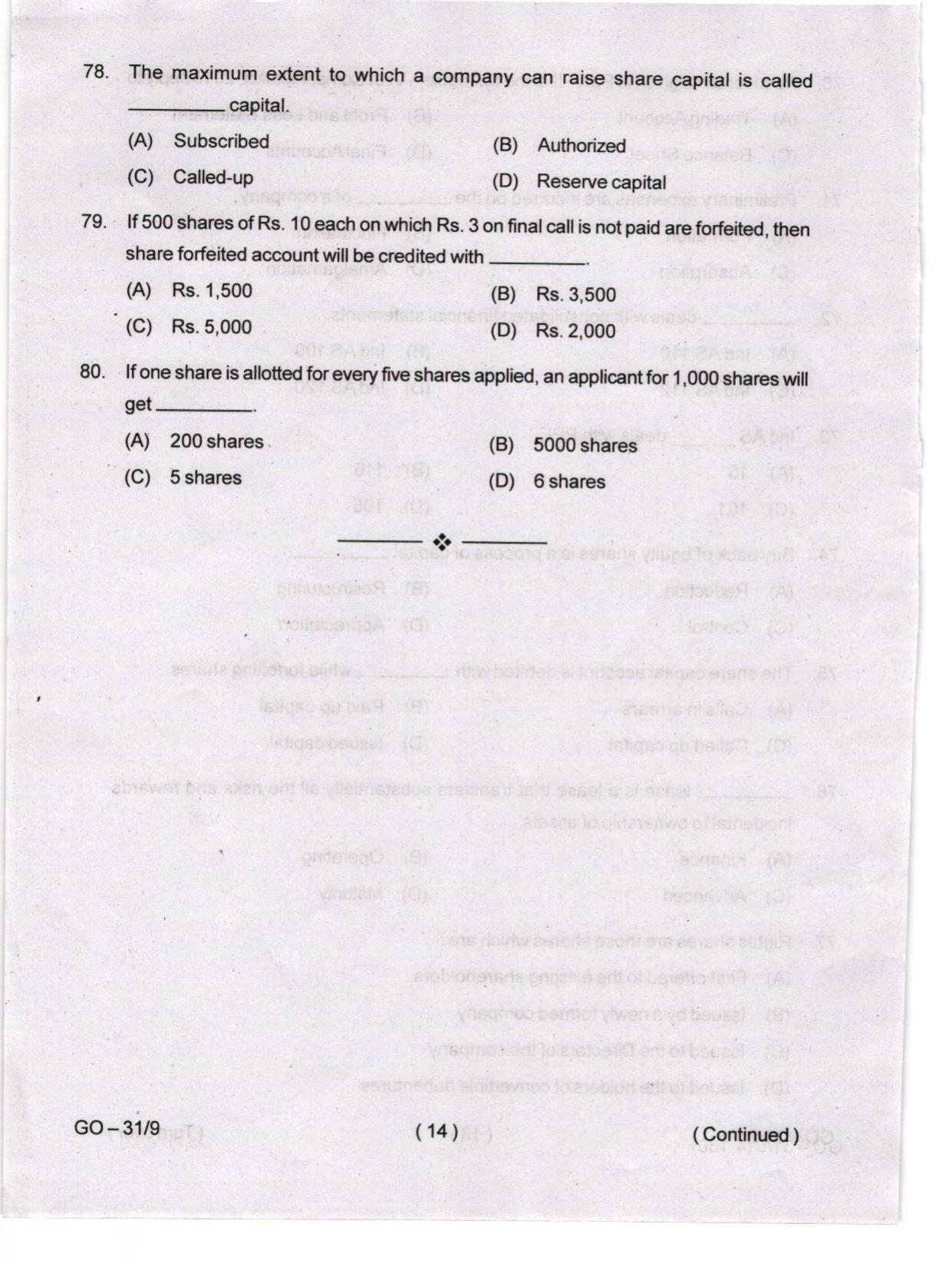 Odisha CPET 2024 COMMERCE Question Paper - Page 14