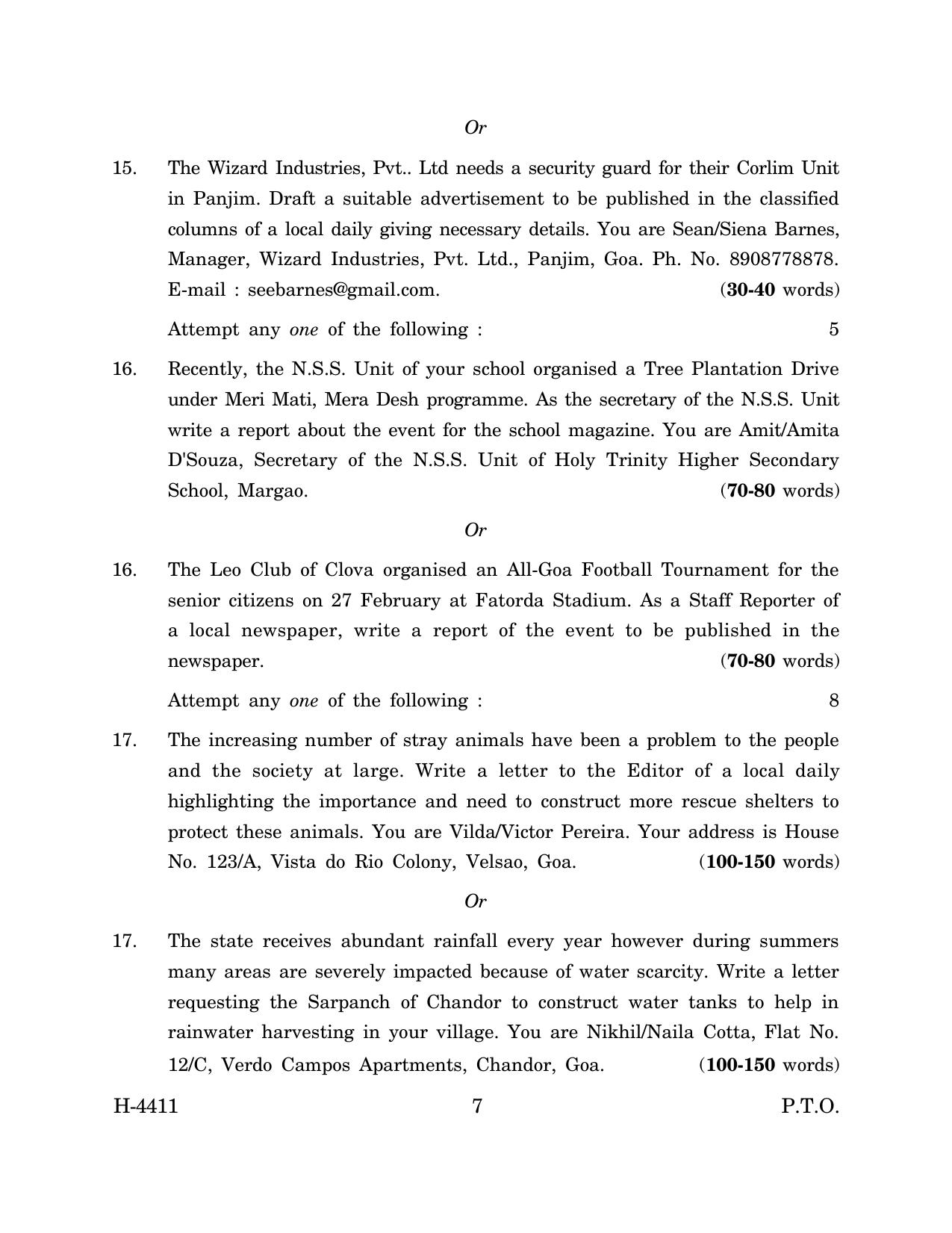 Goa Board Class 12 English I (March 2024) Question Paper - Page 7