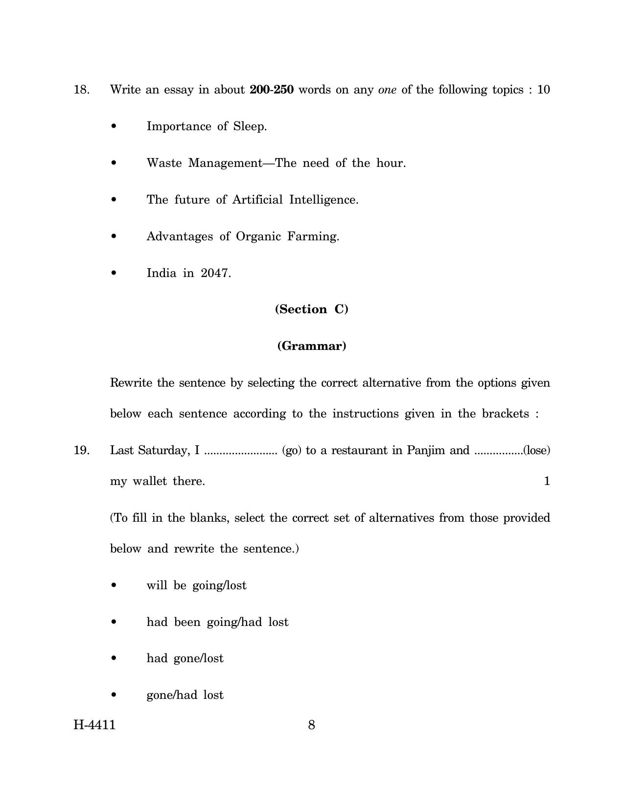 Goa Board Class 12 English I (March 2024) Question Paper - Page 8