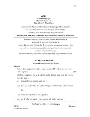 ICSE Class 10 ODIA 2023 Question Paper