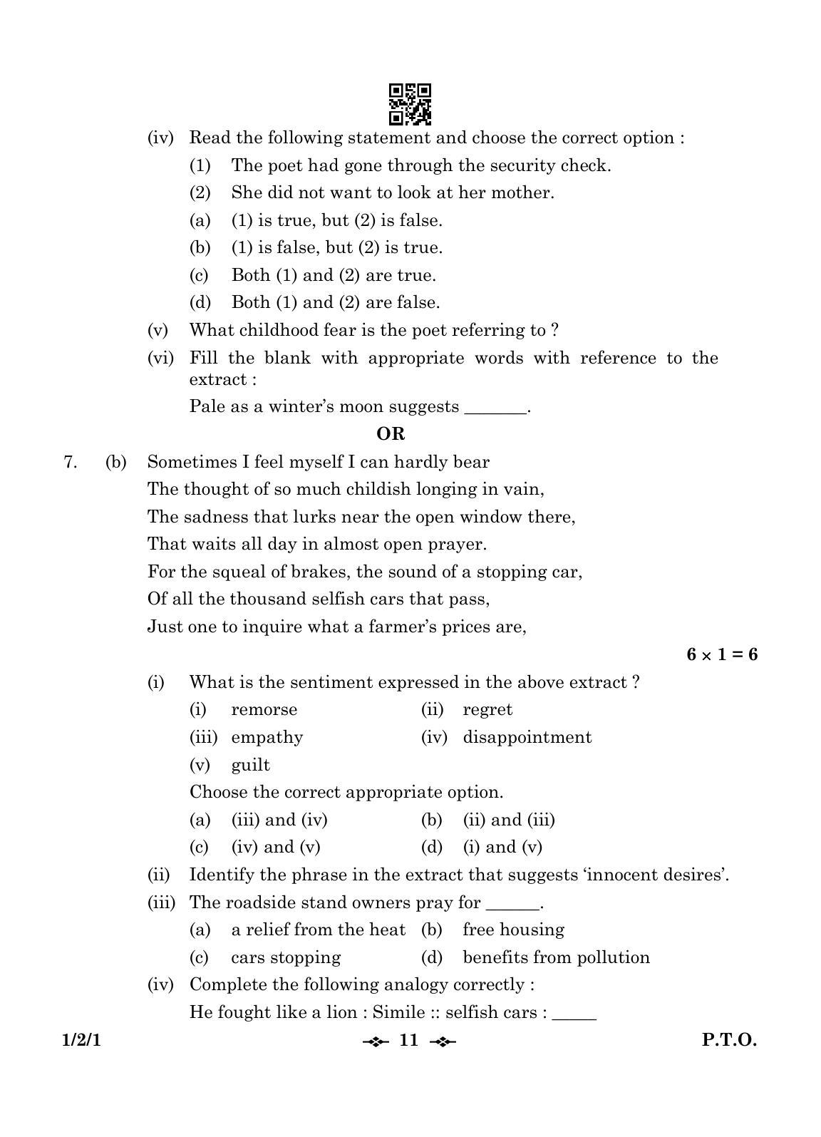 CBSE Class 12 1-2-1 English Core 2023 Question Paper - Page 11