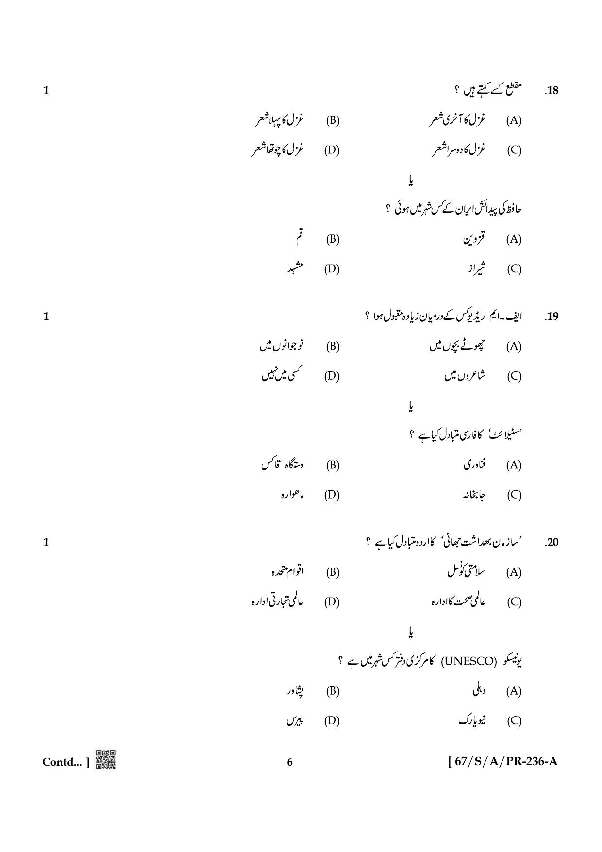 NIOS 2024 Class 10 Persian Question Paper - Page 6