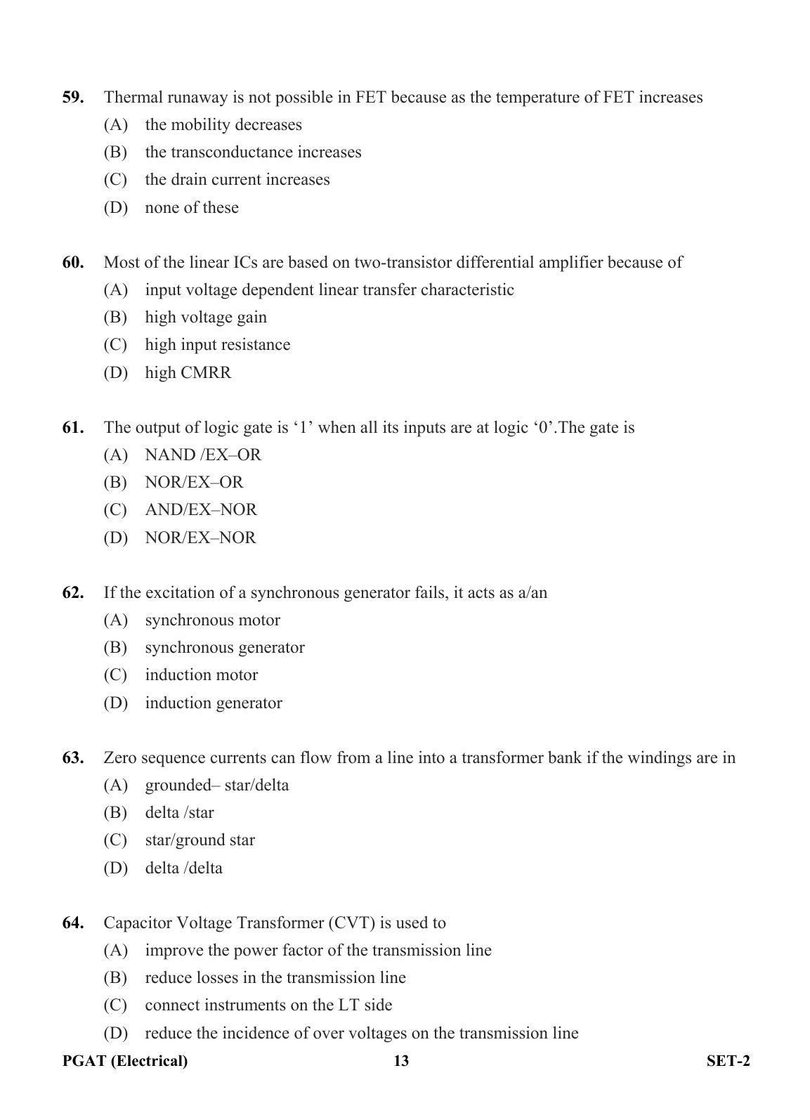 OJEE PGAT 2013 Electrical Set 2 Question Paper - Page 12