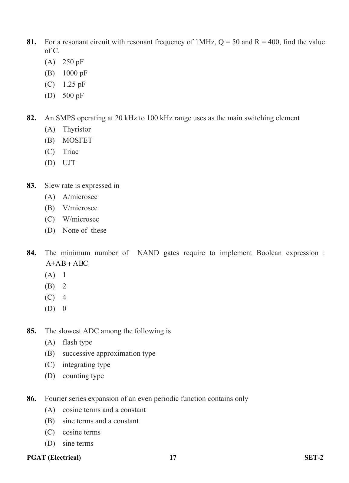 OJEE PGAT 2013 Electrical Set 2 Question Paper - Page 16