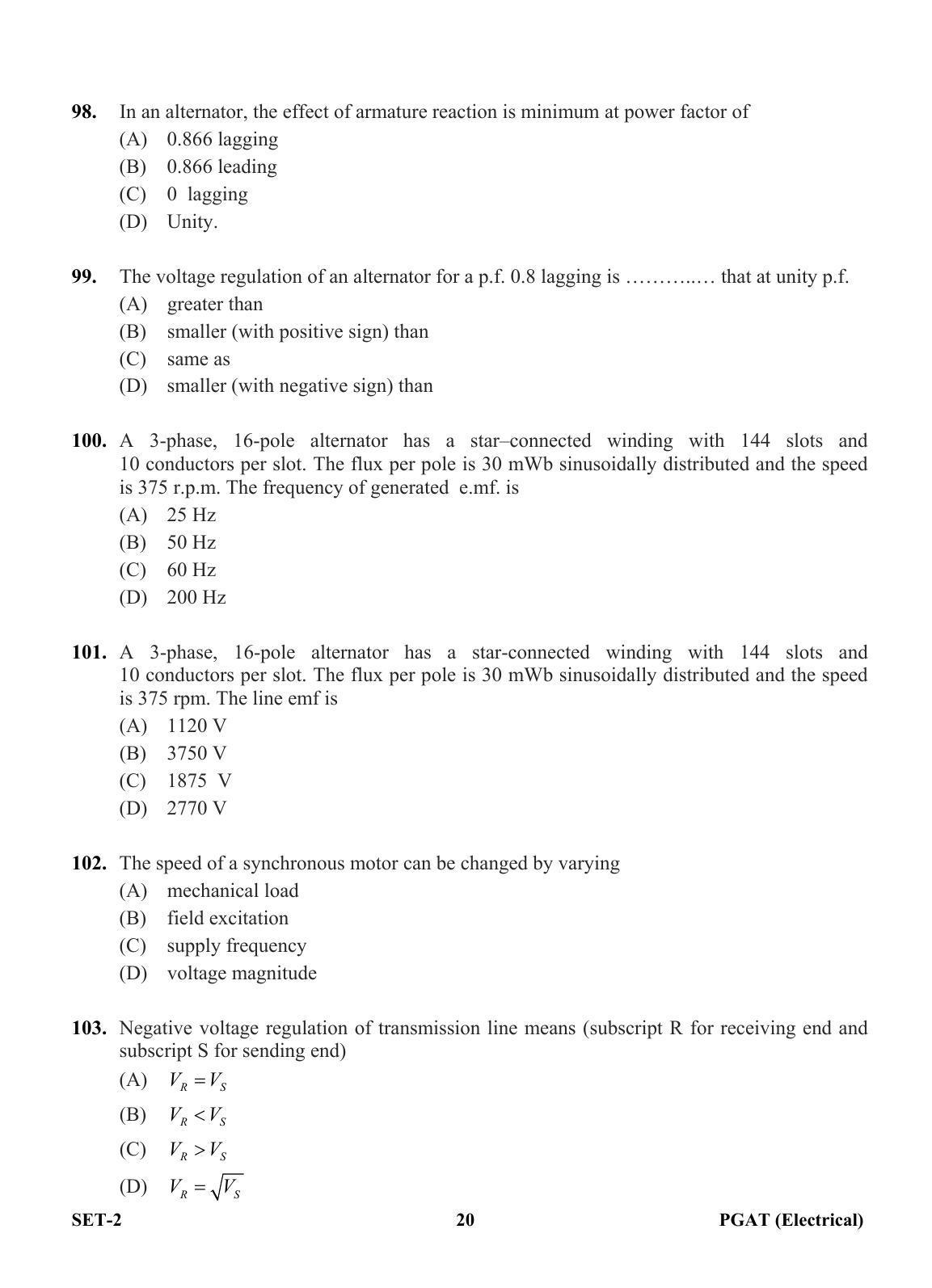 OJEE PGAT 2013 Electrical Set 2 Question Paper - Page 19