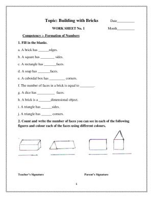 Worksheet for Class 4 Maths Building with Bricks Assignment 1