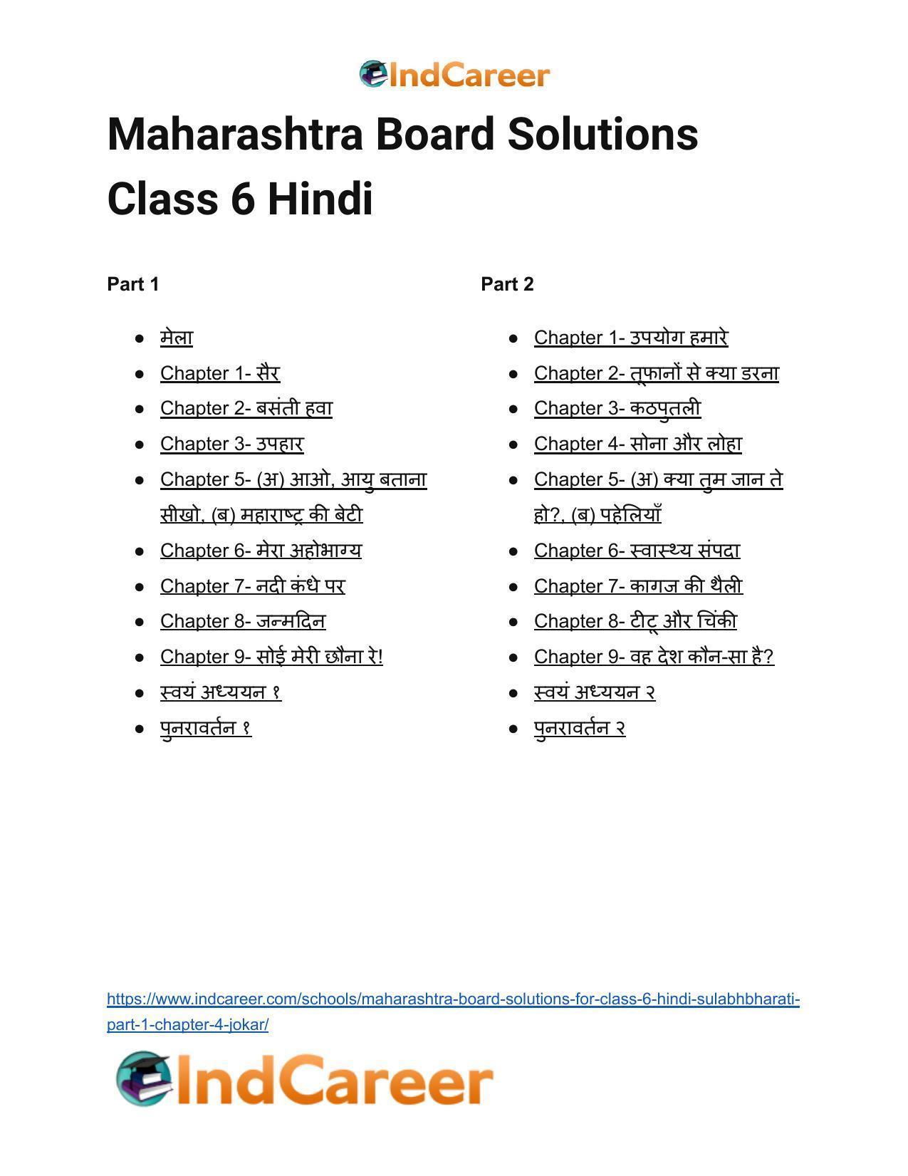 Maharashtra Board Solutions for Class 6- Hindi Sulabhbharati (Part 1): Chapter 4- जोकर - Page 6