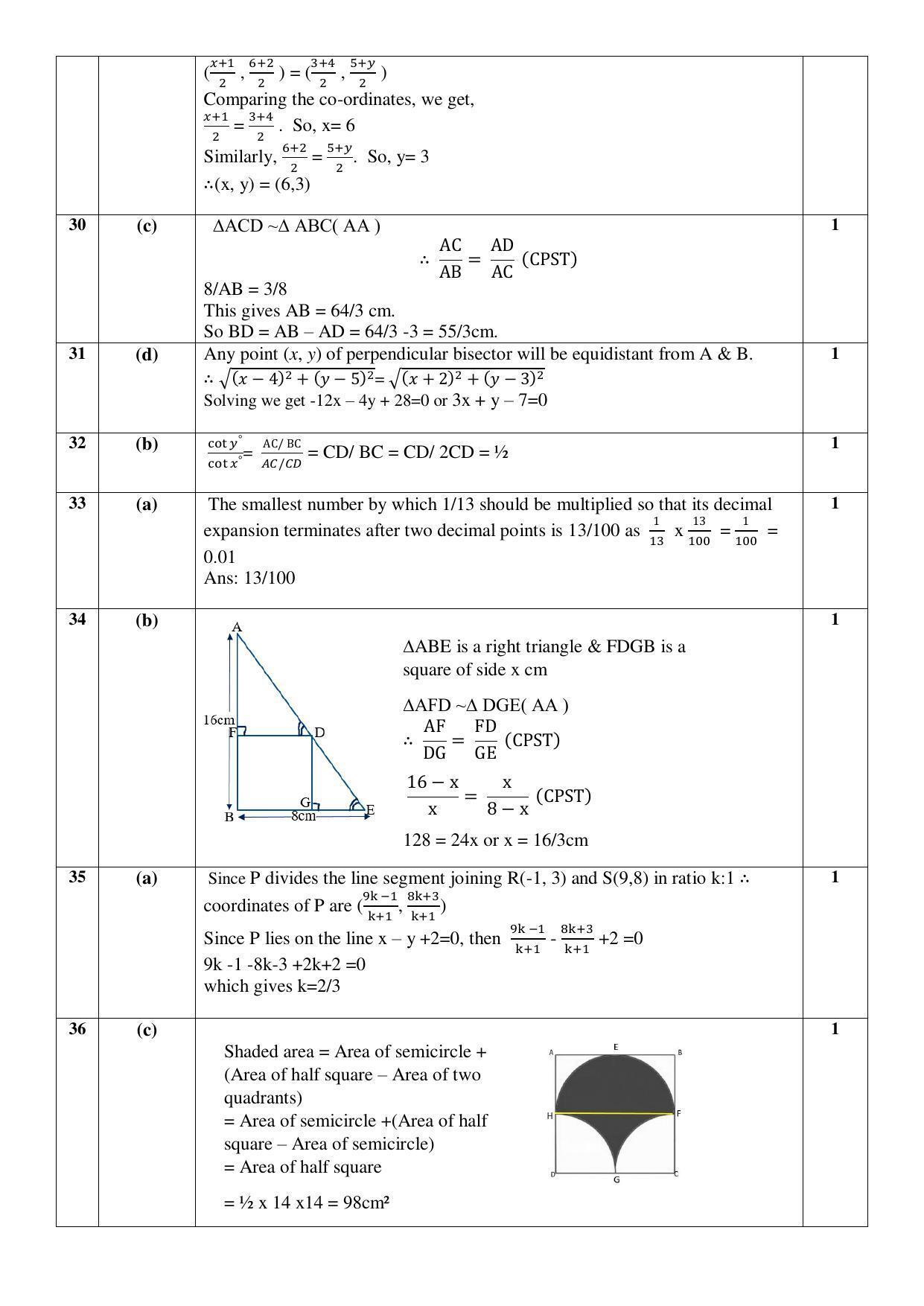 CBSE Class 10 Mathematics (Standard) Marking Scheme and Solutions 2021-22 - Page 3