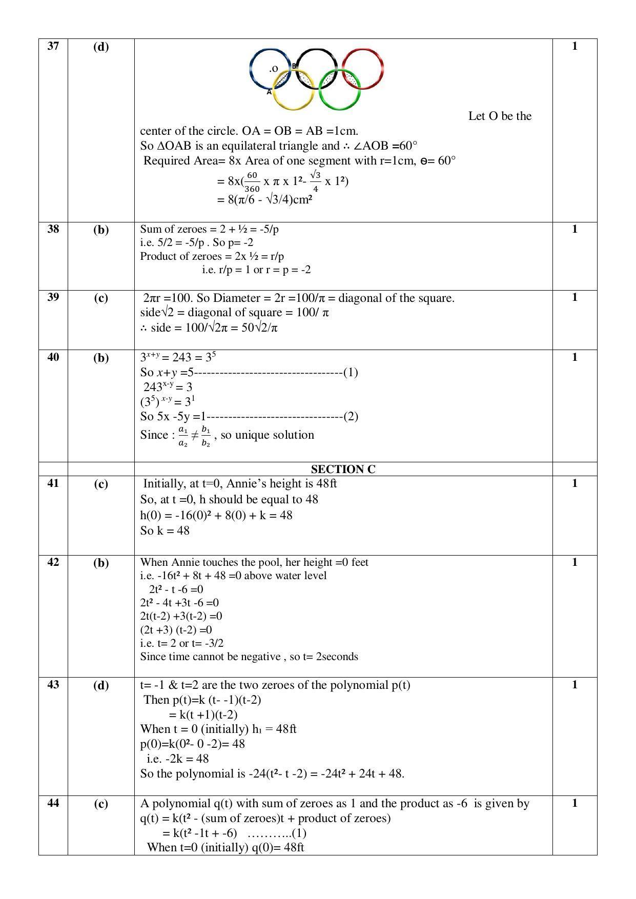 CBSE Class 10 Mathematics (Standard) Marking Scheme and Solutions 2021-22 - Page 4