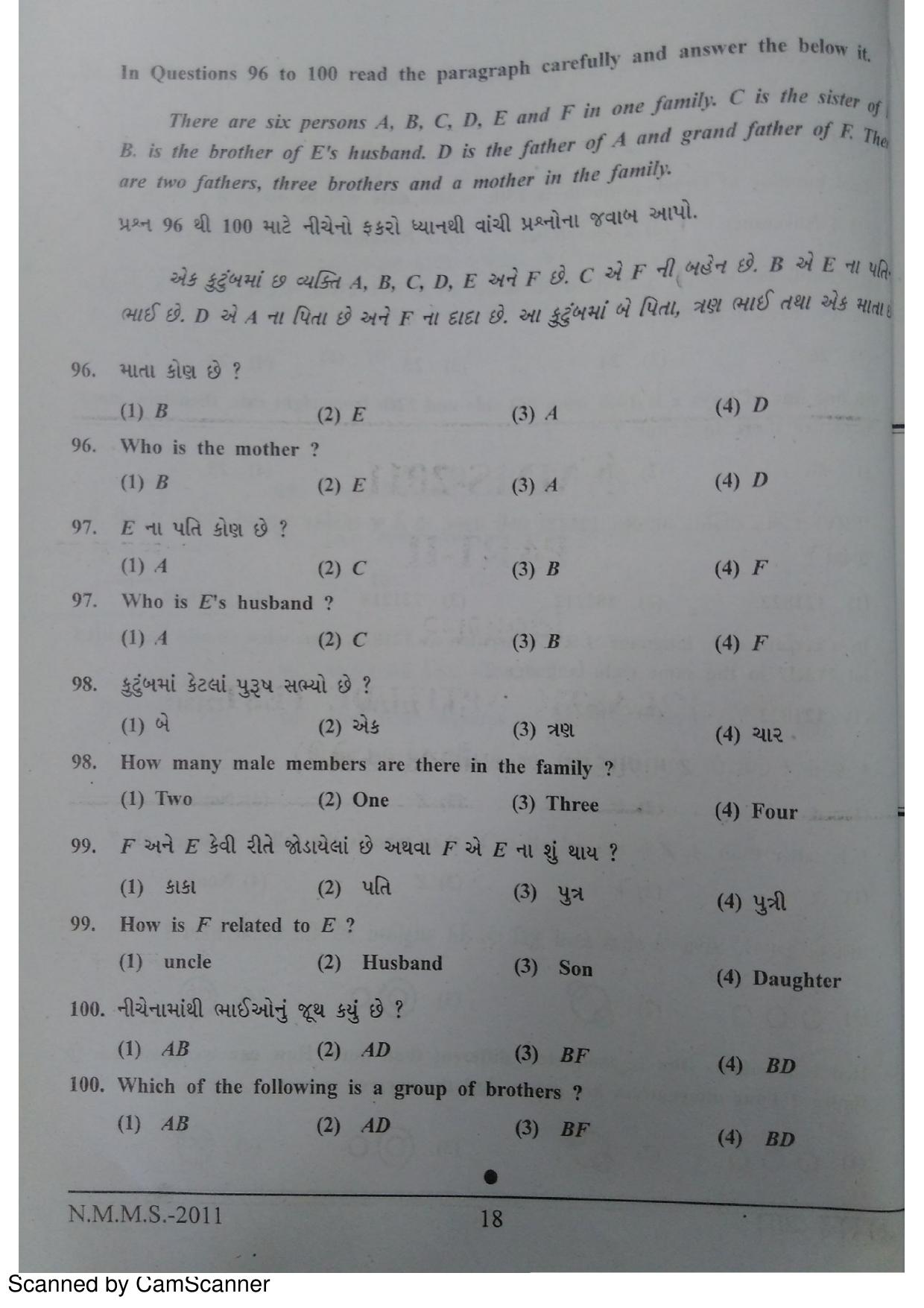 Gujarat NMMS 2011 Question Paper - Page 17