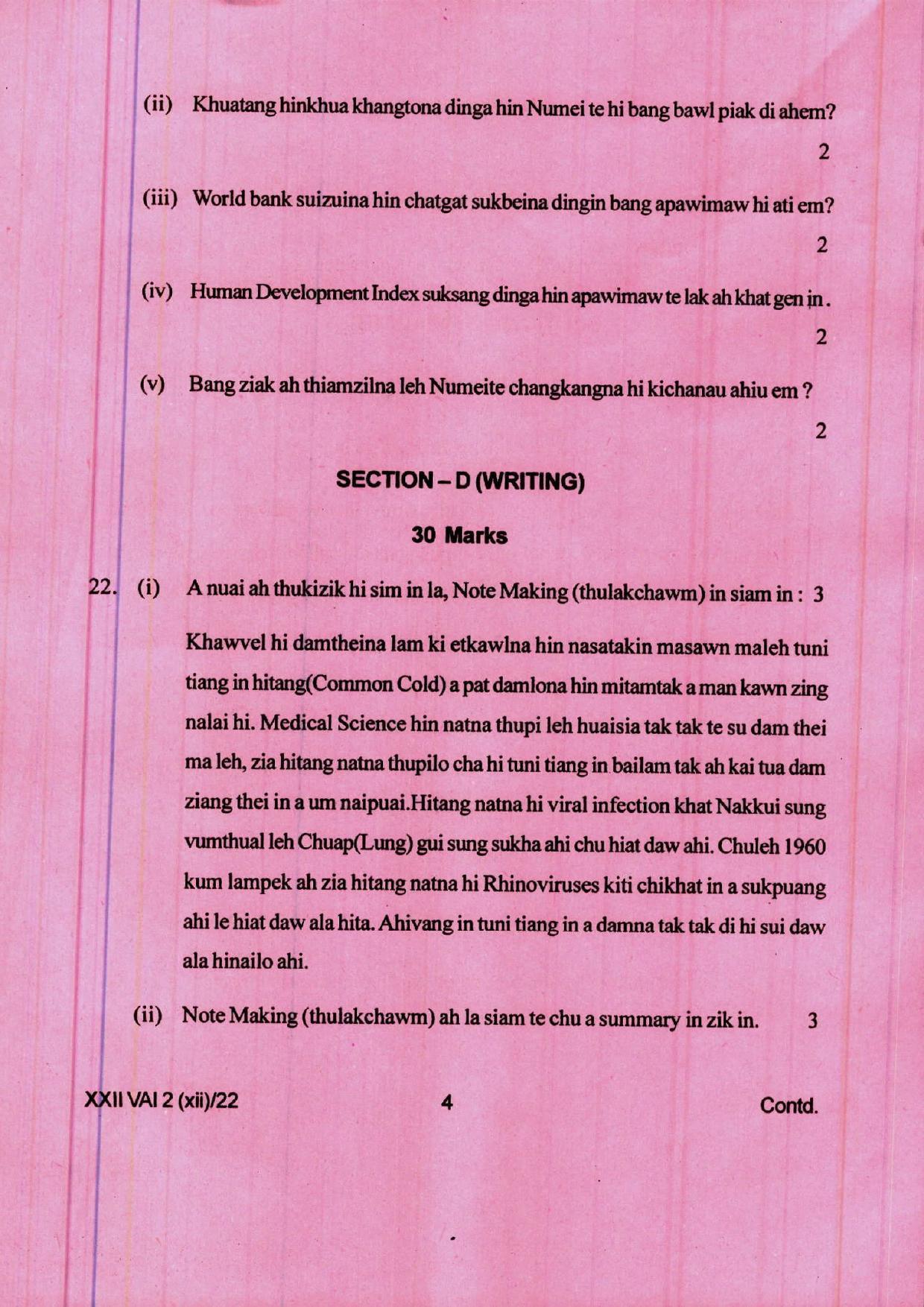 COHSEM 12th Question Papers 2022 Vaiphei (M.I.L.) - Page 4