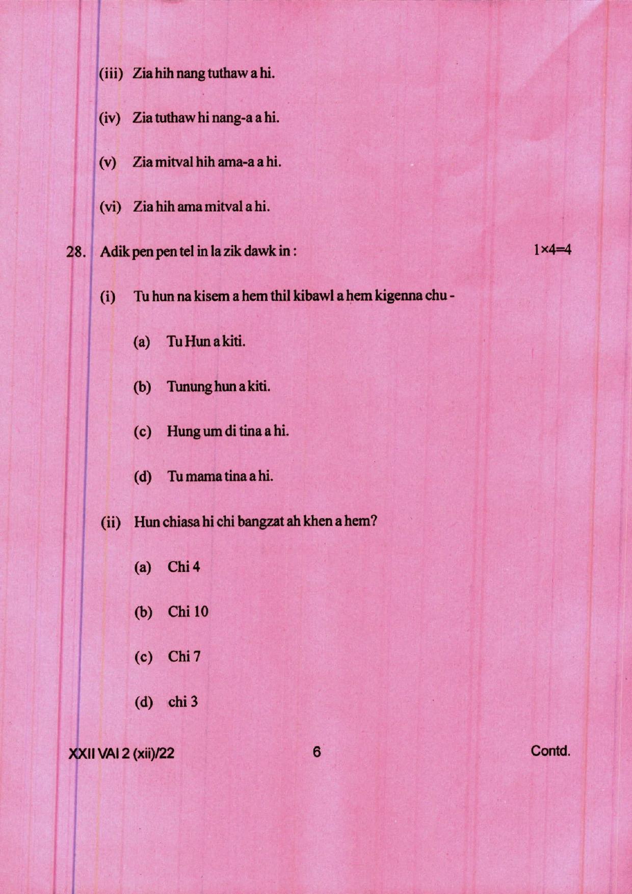COHSEM 12th Question Papers 2022 Vaiphei (M.I.L.) - Page 6
