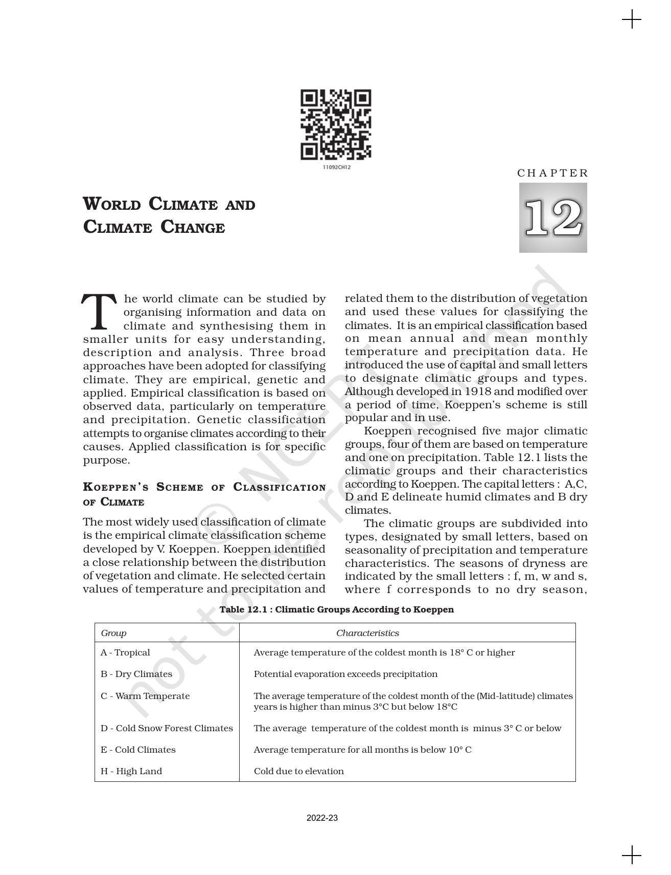 NCERT Book for Class 11 Geography (Part-I) Chapter 12 World Climate and Climate Change - Page 1
