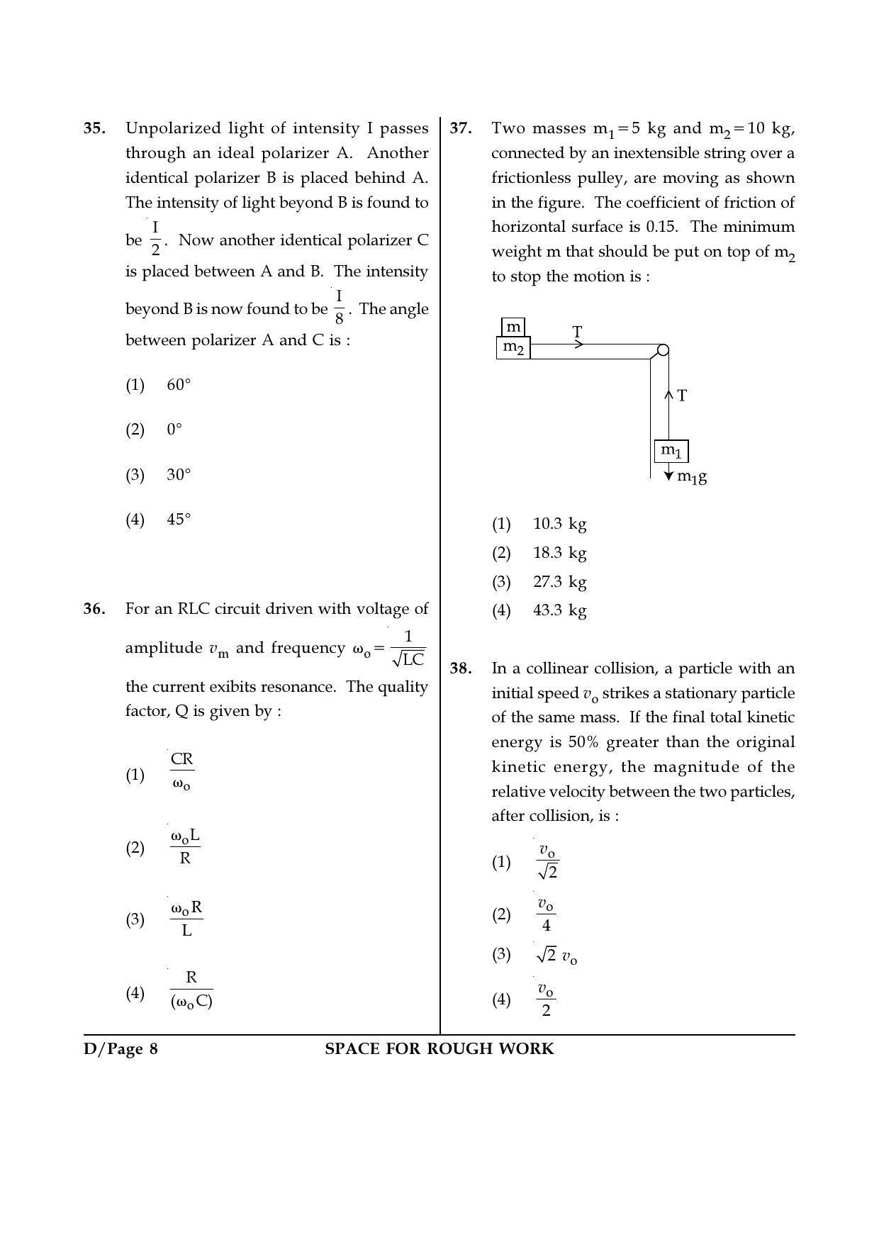 JEE Main 2018 Offline Question Paper: Set D - Page 8
