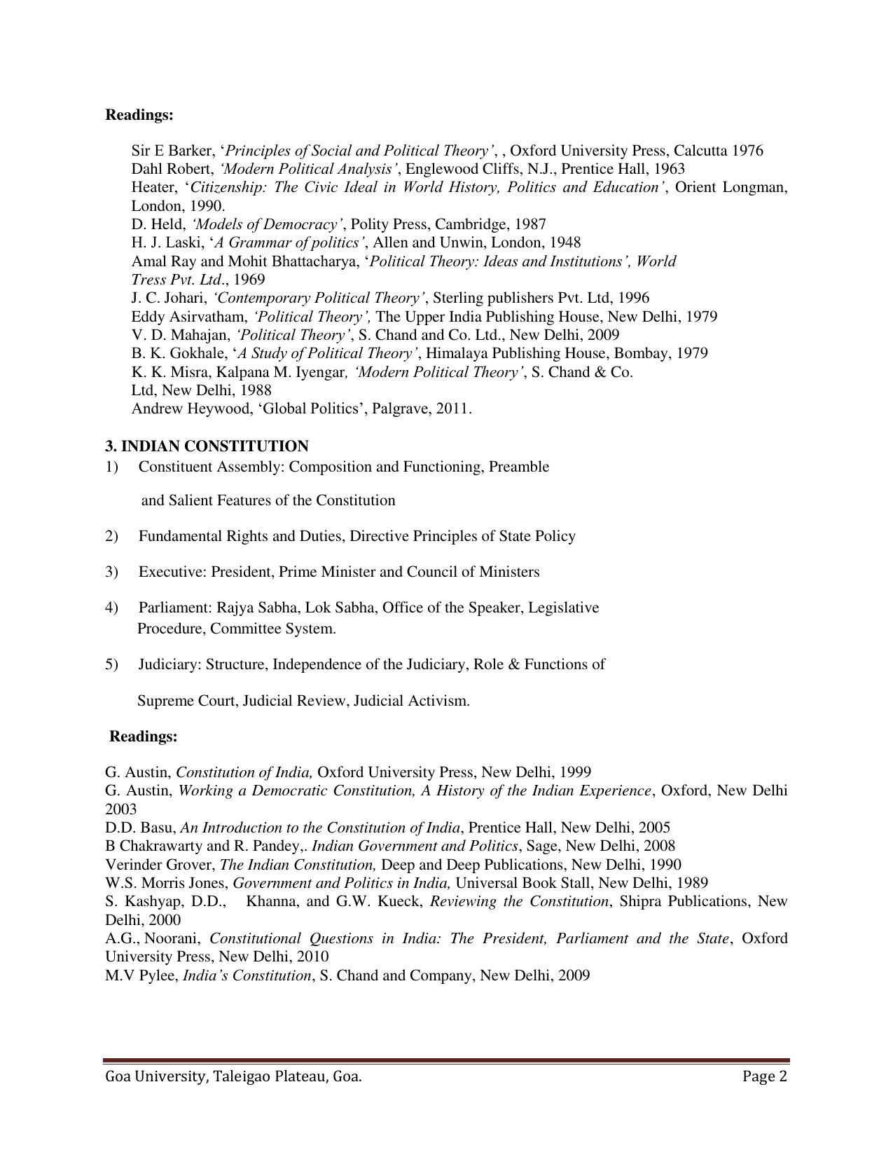 GU ART Political Science Syllabus - Page 2