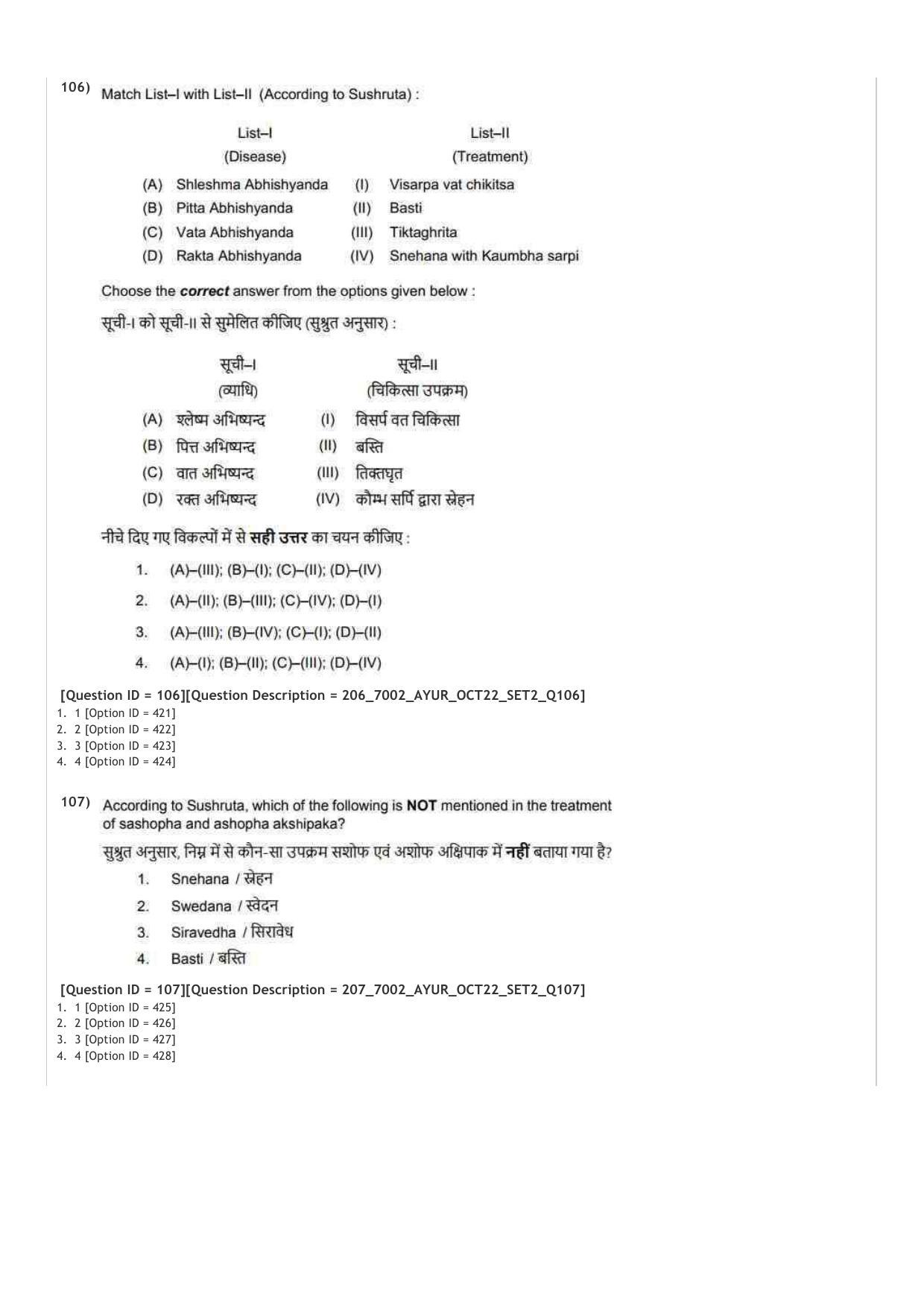 AIAPGET 2022 Ayurveda Question Paper - Page 52
