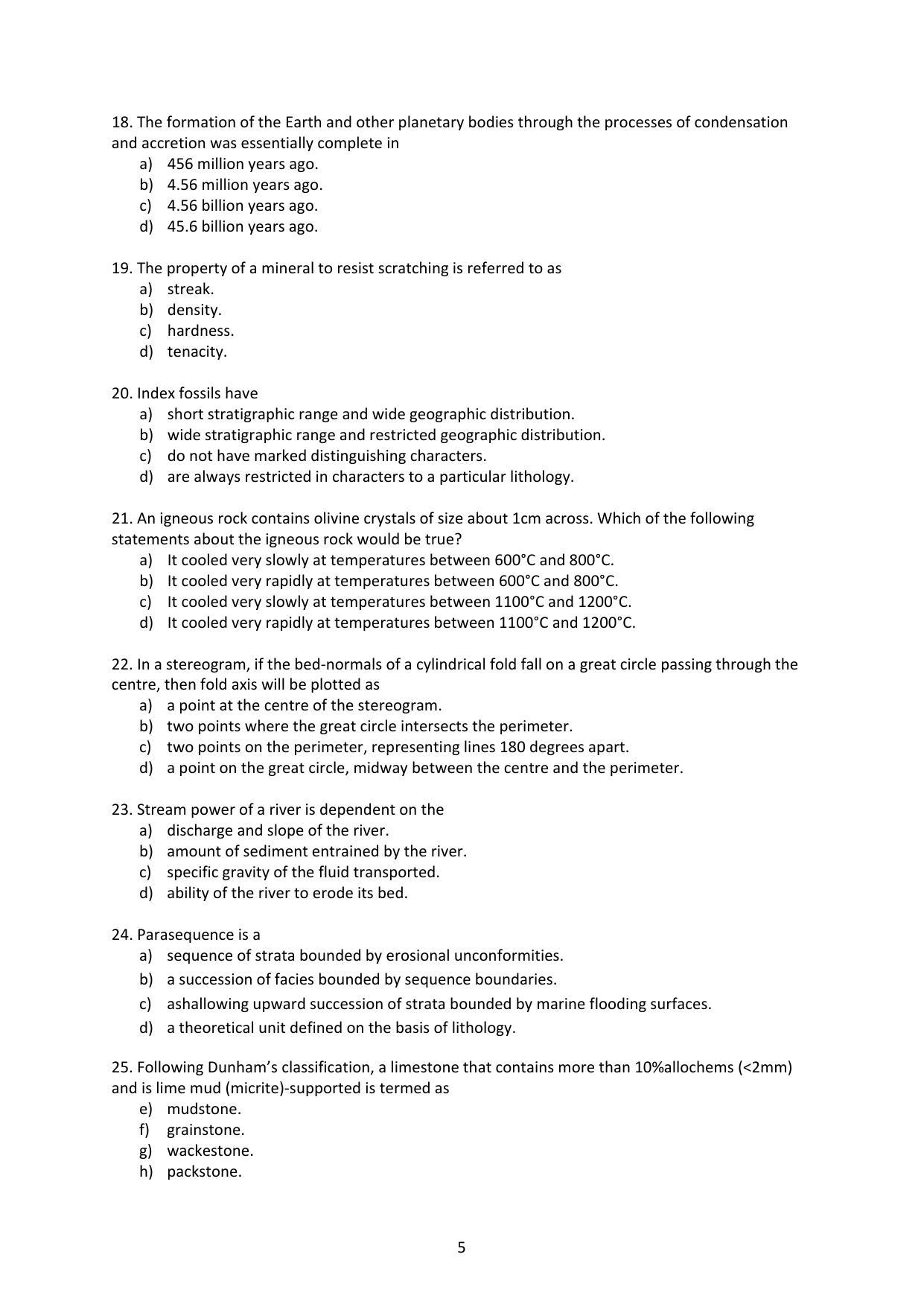 ISI Admission Test JRF in Geology GEB 2015 Sample Paper - Page 4