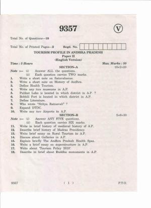 AP Inter 2nd Year Tourism Profile in Andhra Pradesh-II May-2019-Vocational Question Paper