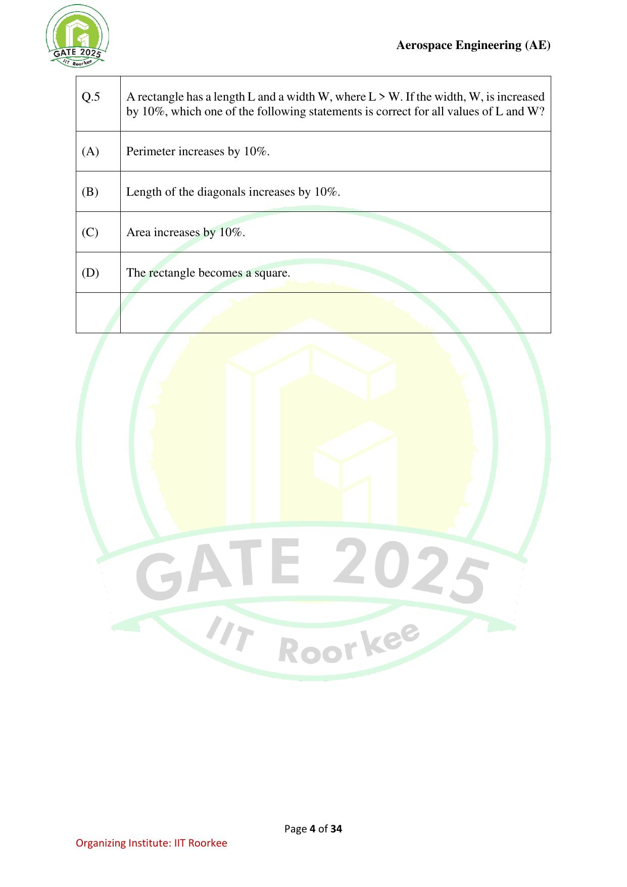 GATE 2025 Aerospace Engineering (AE) Question Paper - Page 4