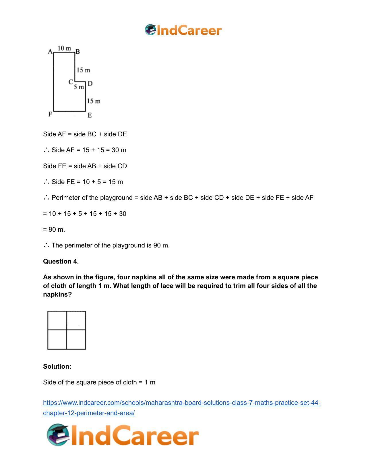 Maharashtra Board Solutions Class 7-Maths (Practice Set 44): Chapter 12- Perimeter and Area - Page 4