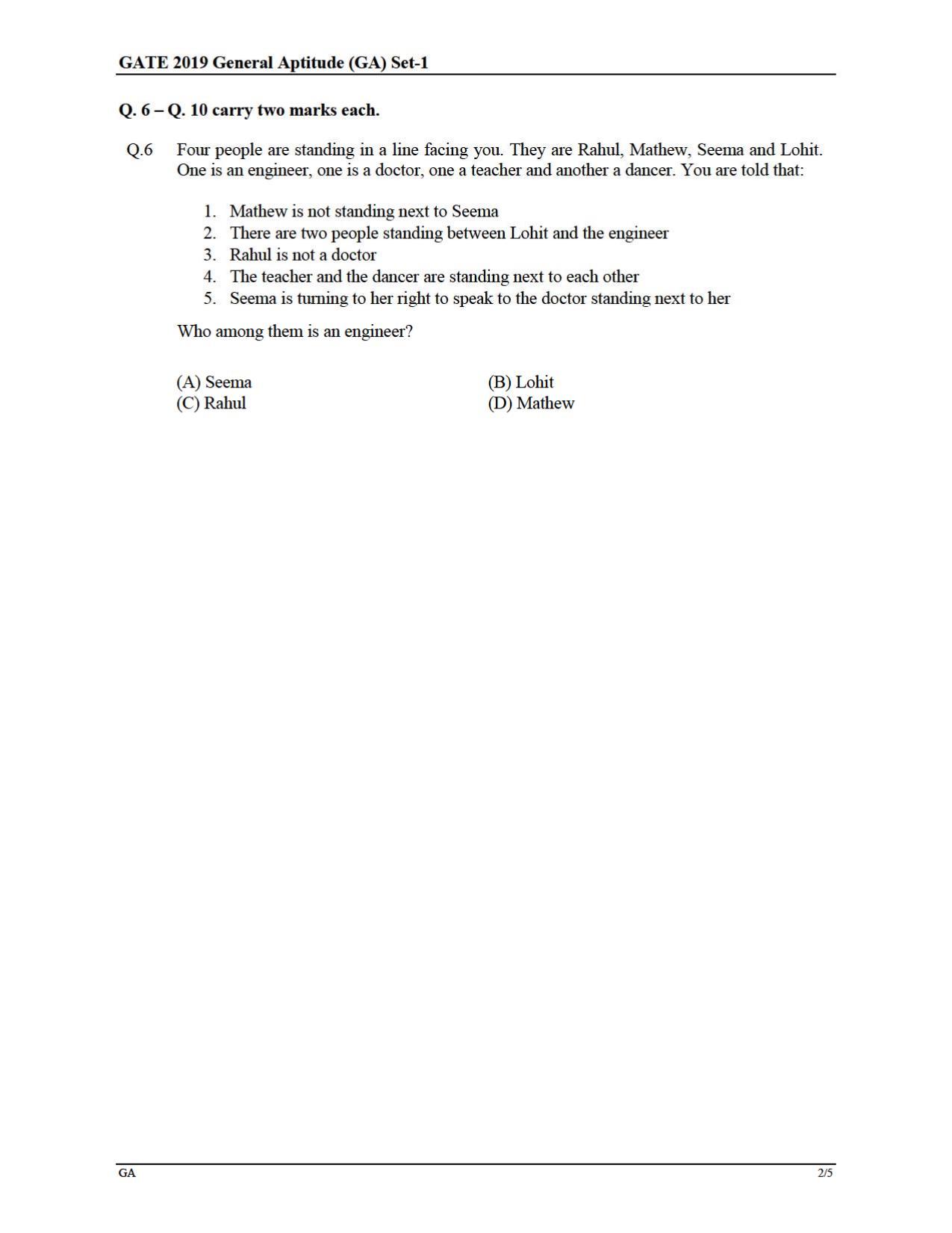 GATE 2019 Electronics and Communication Engineering (EC) Question Paper - Page 2