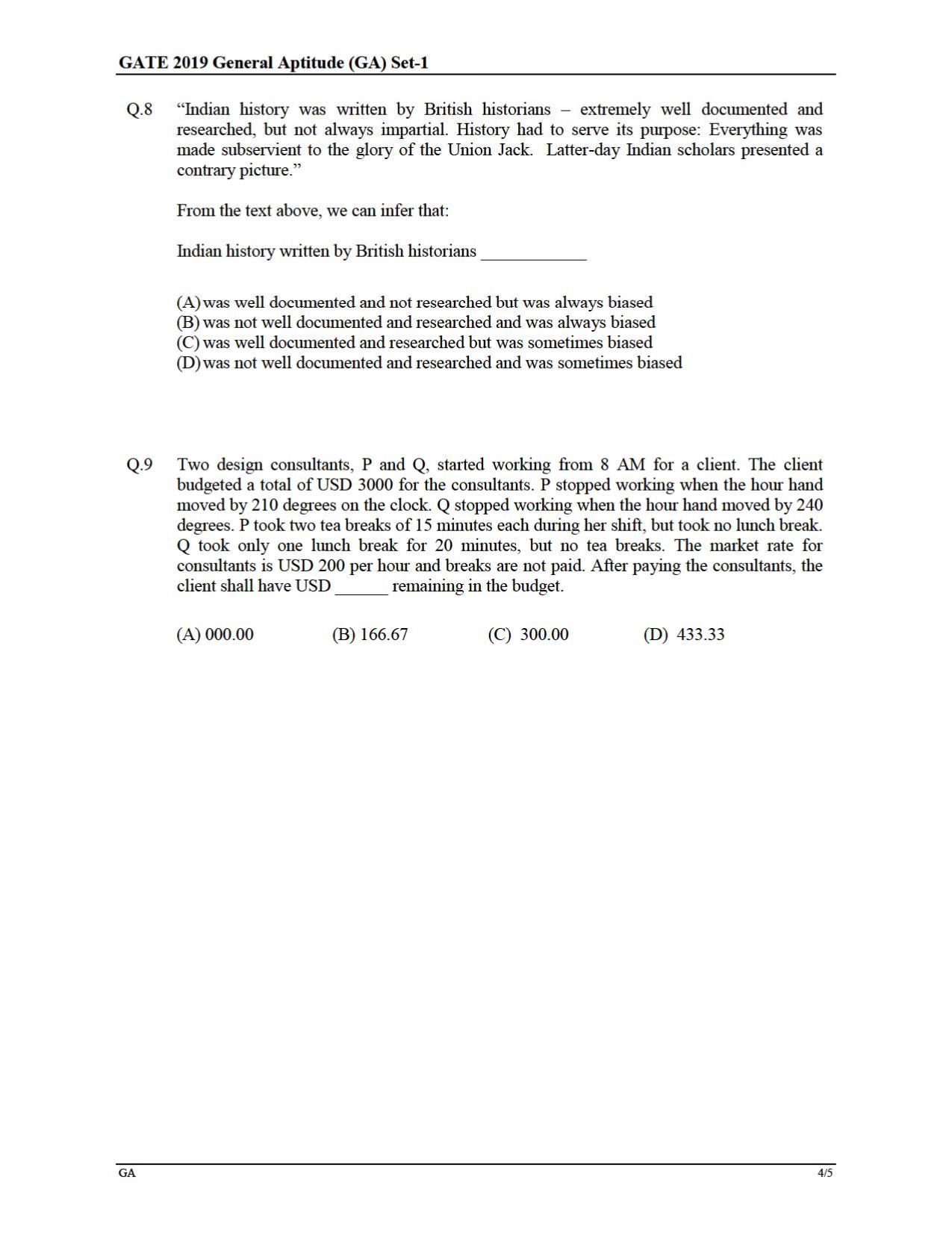 GATE 2019 Electronics and Communication Engineering (EC) Question Paper - Page 4