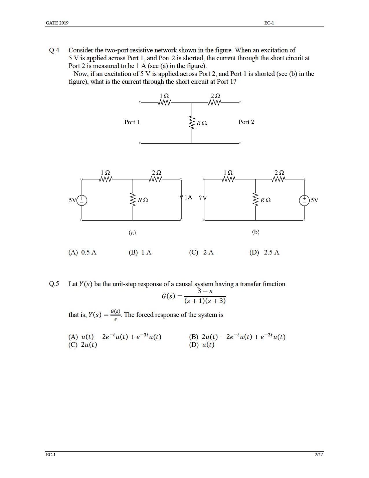 GATE 2019 Electronics and Communication Engineering (EC) Question Paper - Page 7