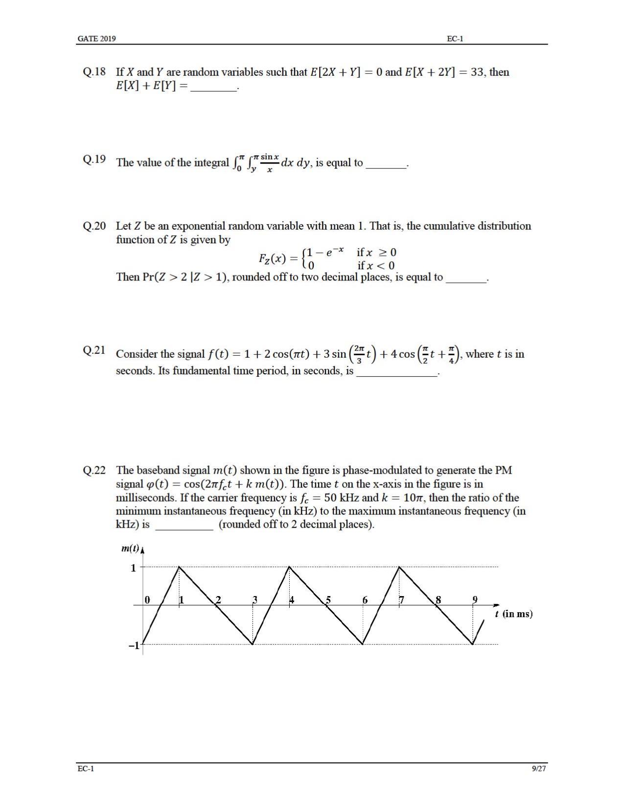 GATE 2019 Electronics and Communication Engineering (EC) Question Paper - Page 14