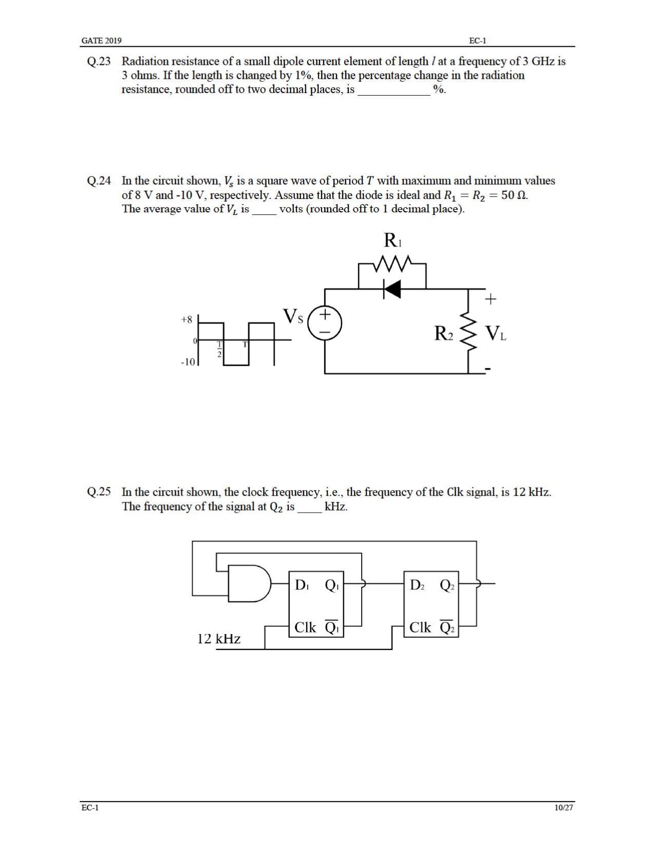 GATE 2019 Electronics and Communication Engineering (EC) Question Paper - Page 15