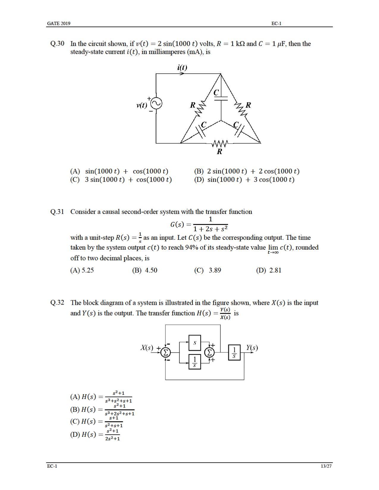 GATE 2019 Electronics and Communication Engineering (EC) Question Paper - Page 18